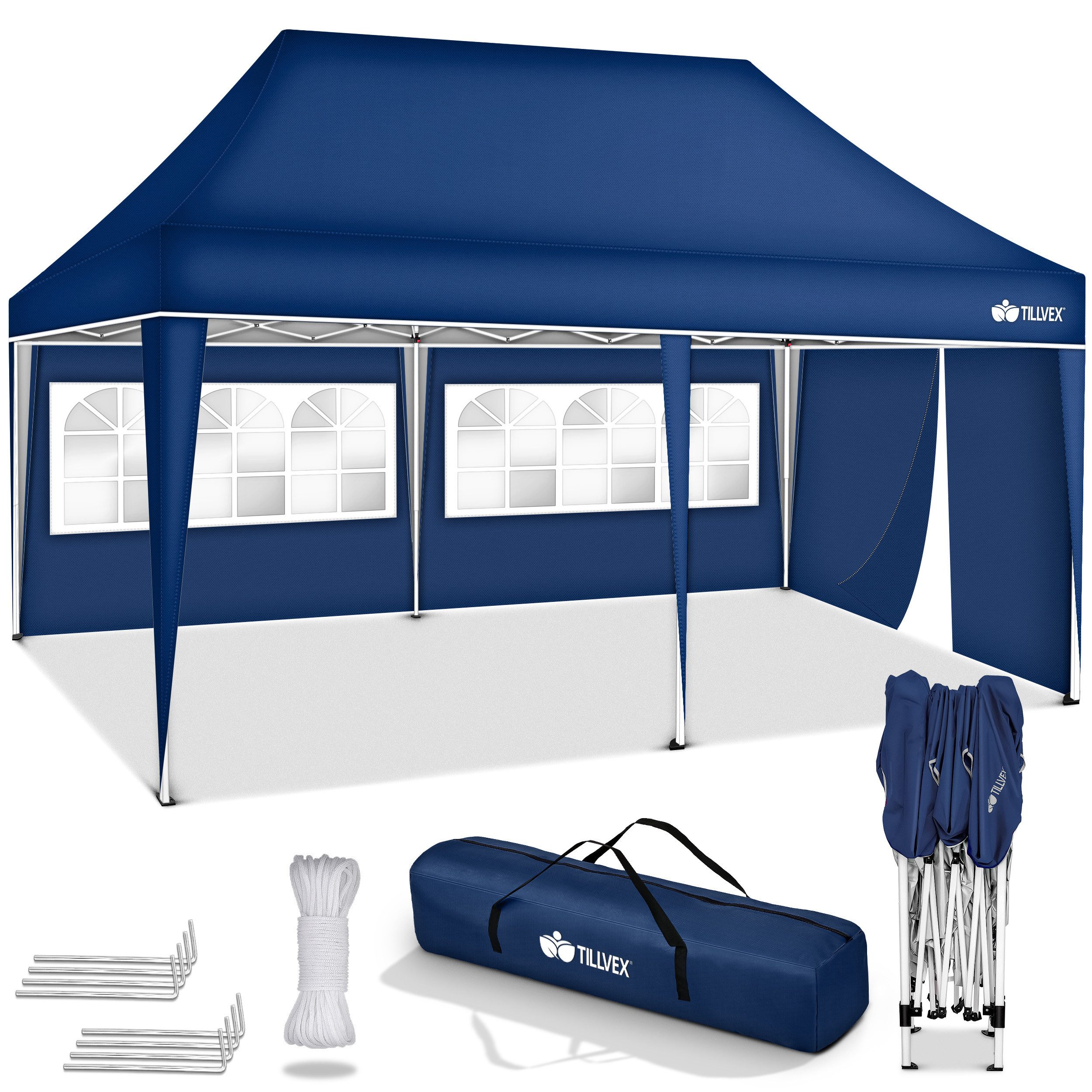tillvex Pavillon tillvex® Pavillon 3x6m Wasserdicht Gartenzelt Faltpavillon Partyzelt, (Pavillon 3x6m wasserdicht, Gartenzelt UV Schutz 50), Partyzelt mit Tasche für Garten