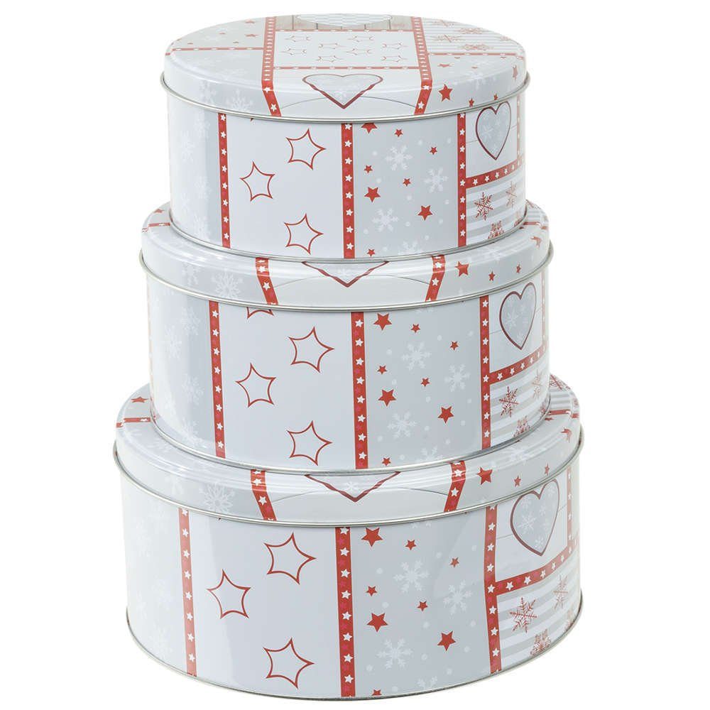 Haushalt International Keksdose, Set (3-tlg) - Rund - Weihnachten - Herz