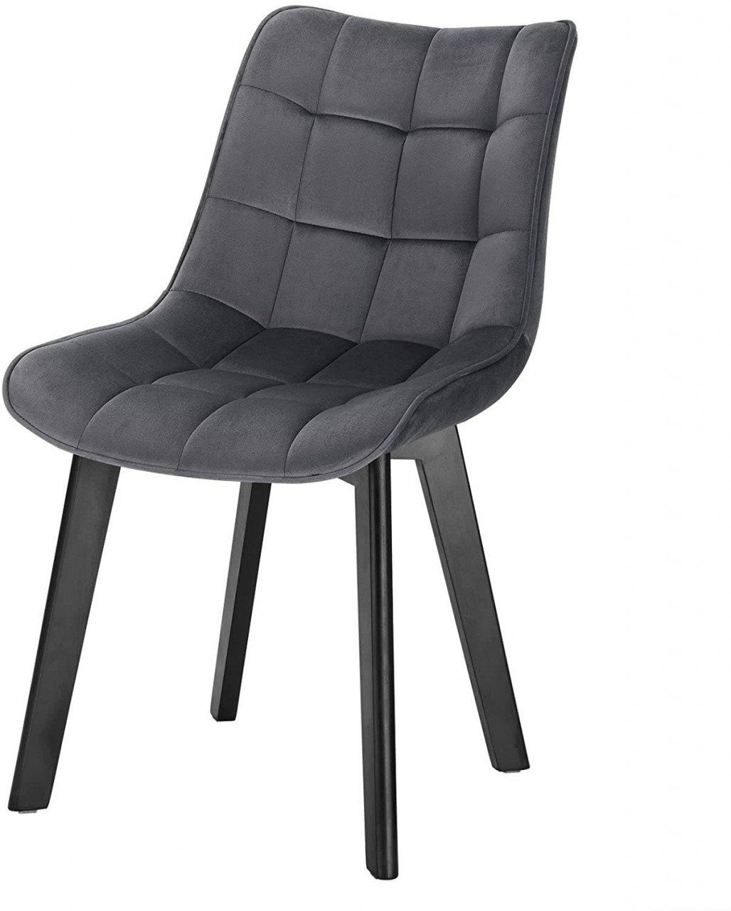 EUGAD Esszimmerstuhl (1 St), Rückenlehne, Weich Samt und schwarze Holzbeine Dunkelgrau | Stühle
