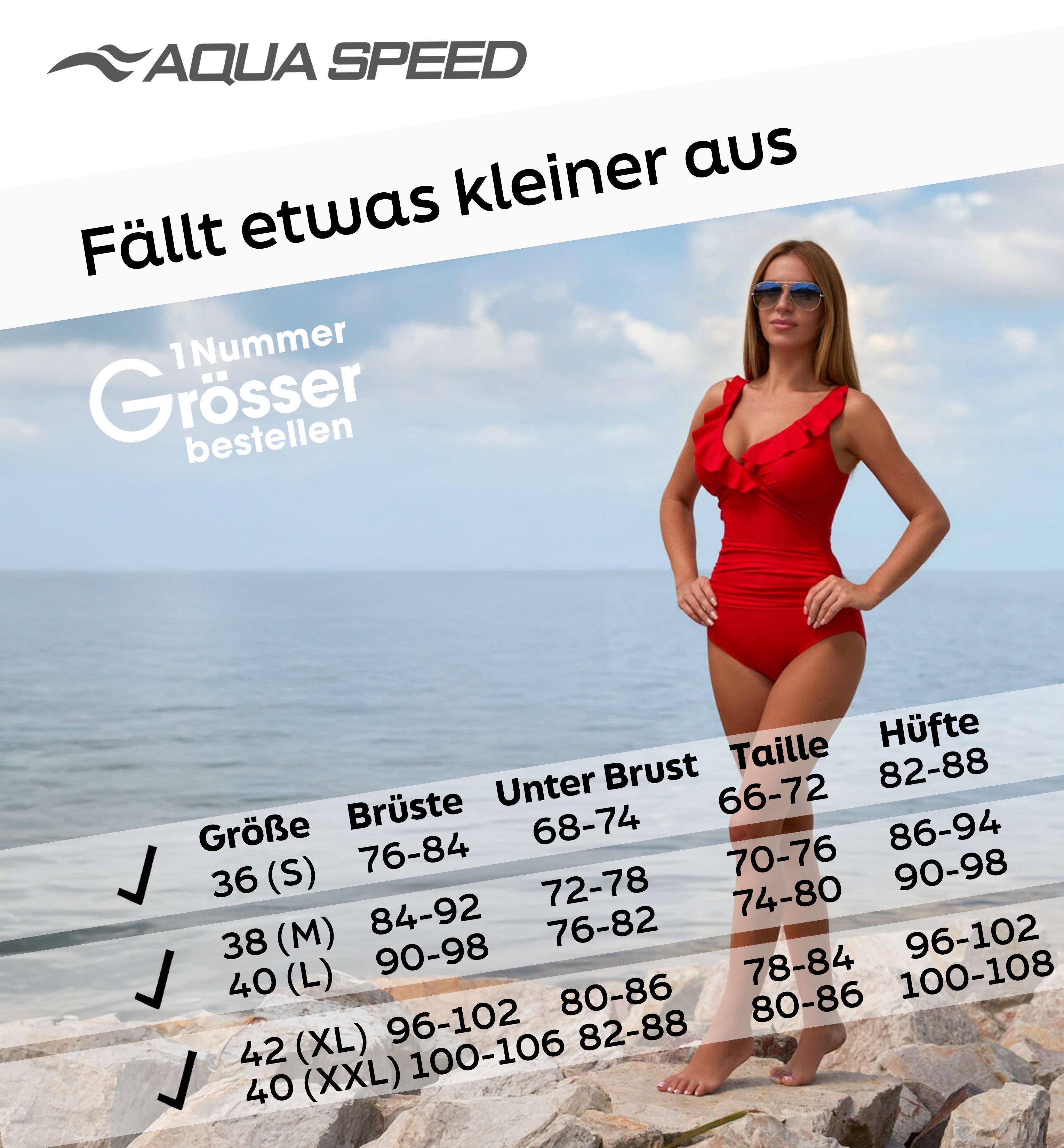Aqua Speed Badeanzug Figur schmeichelnder Lydia Badeanzug mit kl. Handtuch (elegante Farben und jugendliches Design) – Bild 5 von 5