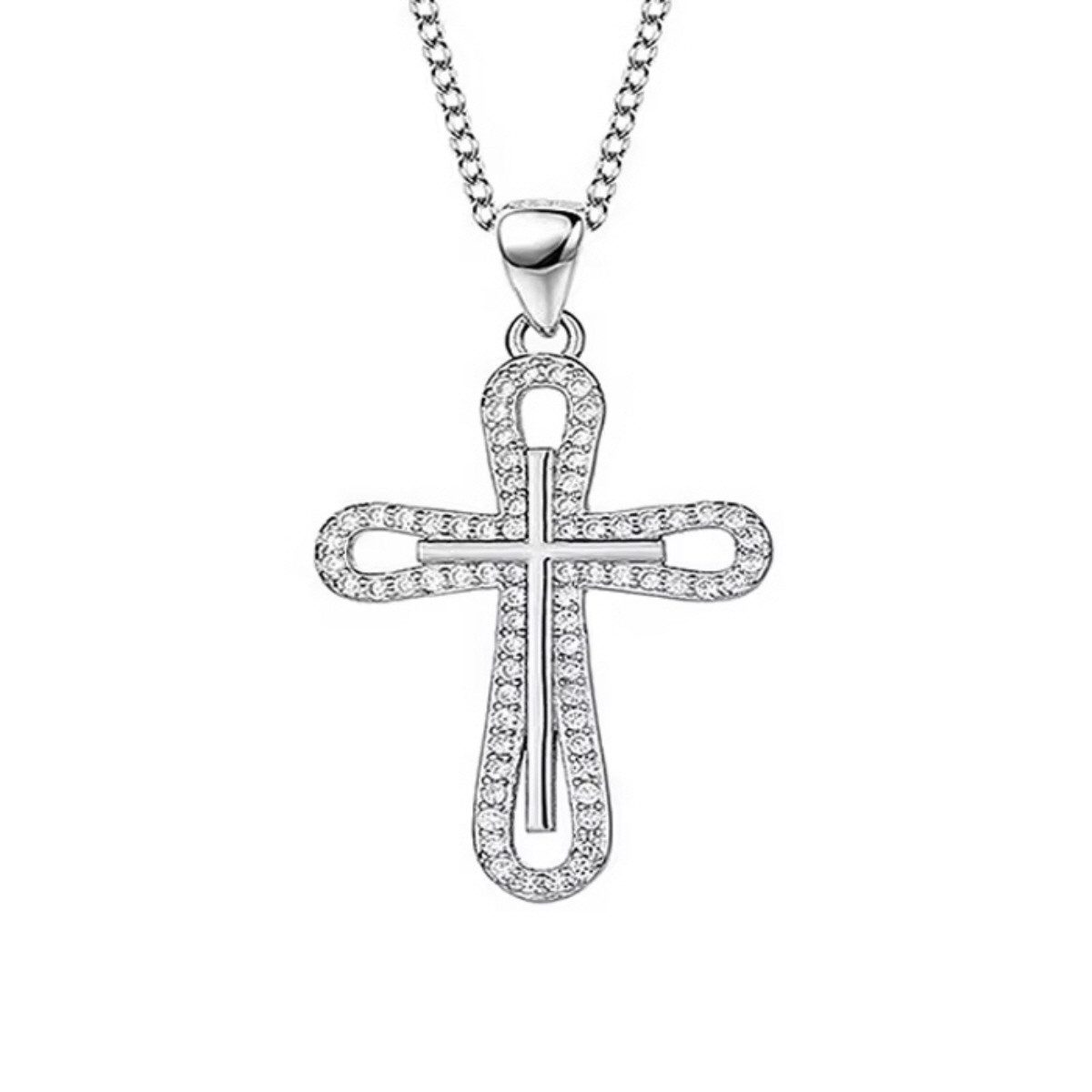 ELLAWIL Kreuzkette Silberkette Kreuz Silber Anhänger Kirchenschmuck Jesuskreuz (GESCHENKIDEE, Sterling Silber 925, Kettenlänge 40 cm), inklusive Geschenkschachtel