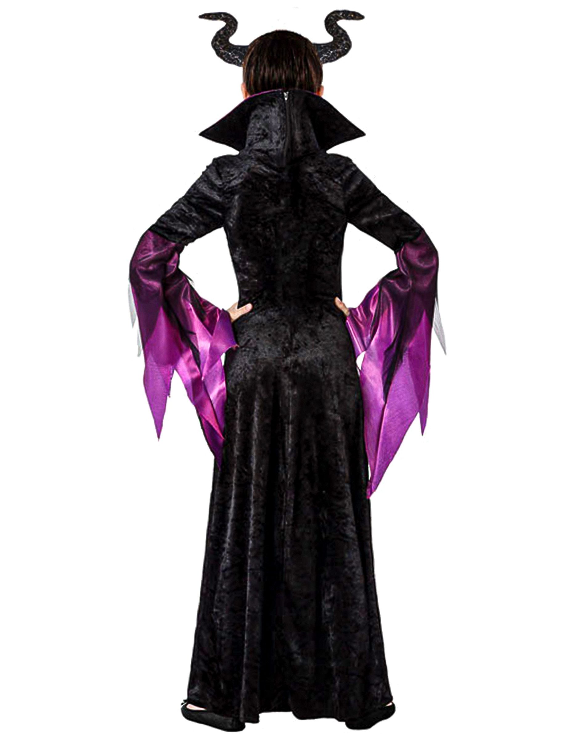 atosa Kostüm Dunkles Fee-Kostüm für Mädchen Halloweenkostüm schwarz-violett