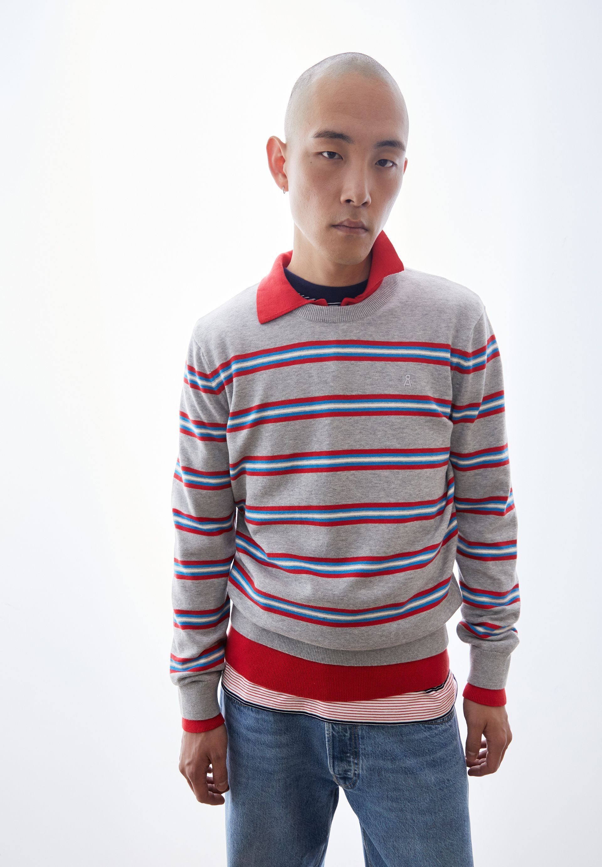 Armedangels Strickpullover LOUKAA FINE STRIPE Pullover aus Bio-Baumwolle Regular Fit