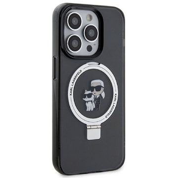 KARL LAGERFELD Handyhülle iPhone 15 Pro aufstellbar Magsafe kompatibel schwarz 6,1 Zoll, Kantenschutz