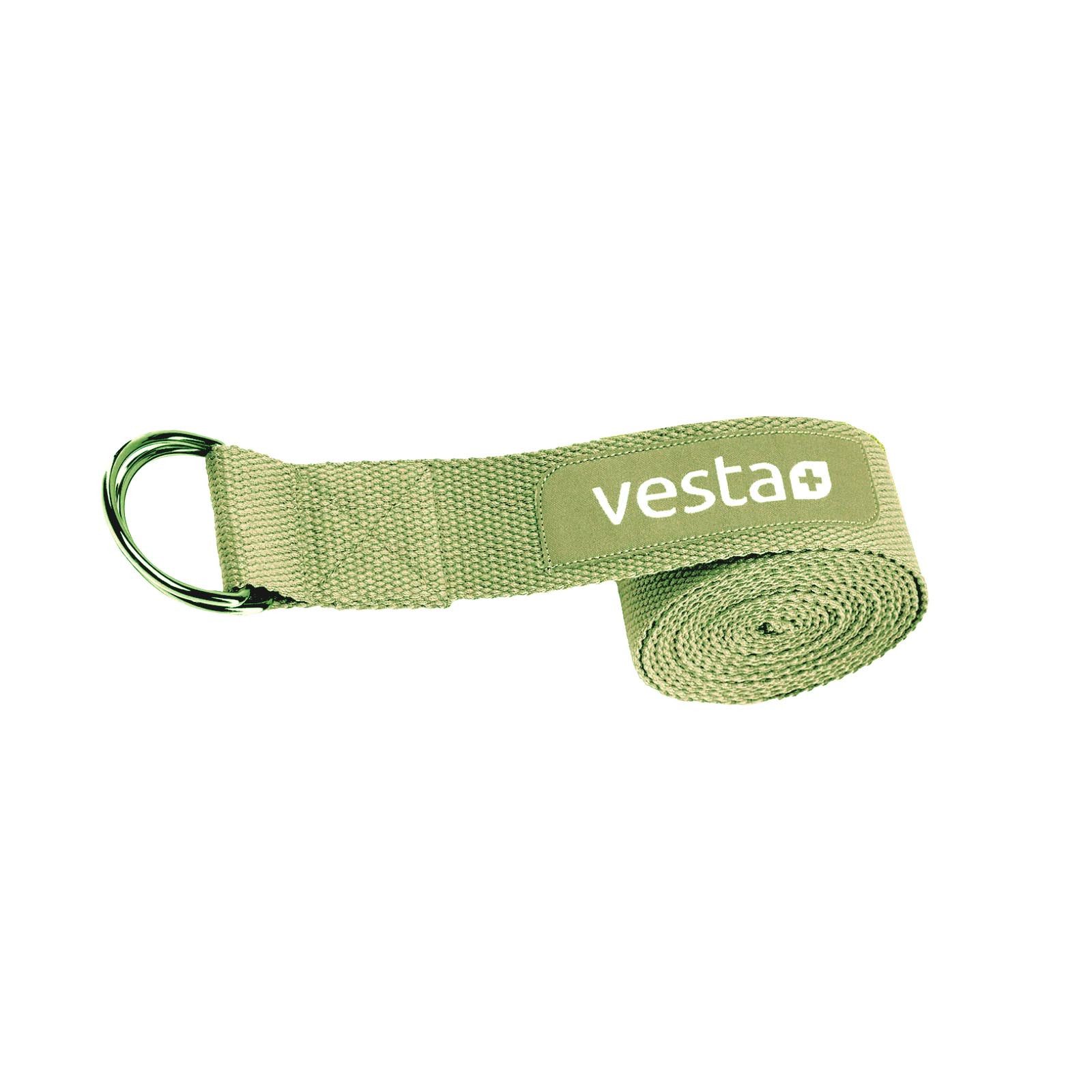 Vesta+ Yogagurt Yogaband Yoga Gurt Gürtel Strap Yogaschlaufe, 100% Baumwolle 250 x 3,8 cm mit Metall Verschlus