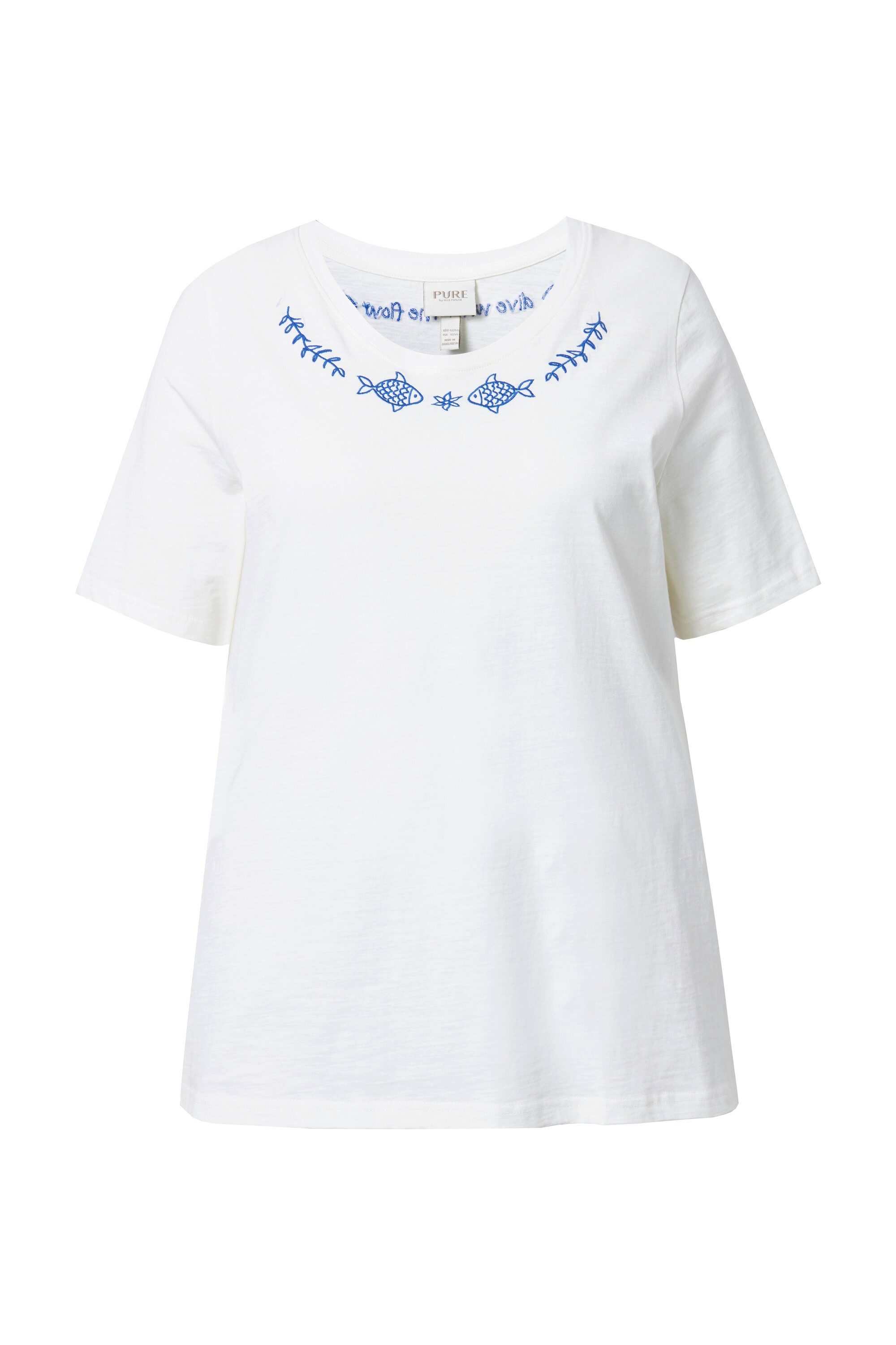 Ulla Popken T-Shirt T-Shirt Stickerei Rundhals günstig online kaufen