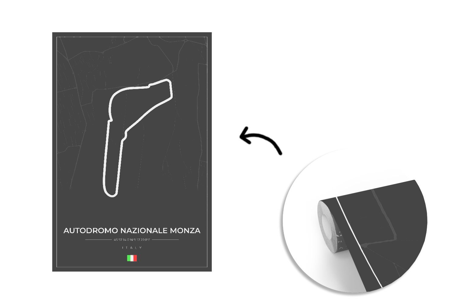 MuchoWow Fototapete Rennsport - F1 Montagefertig Nazionale Tapete Vinyl Rennstrecke -, für Autodromo Italien Wandtapete bedruckt, - - - St), (3 Monza Matt, Wohnzimmer