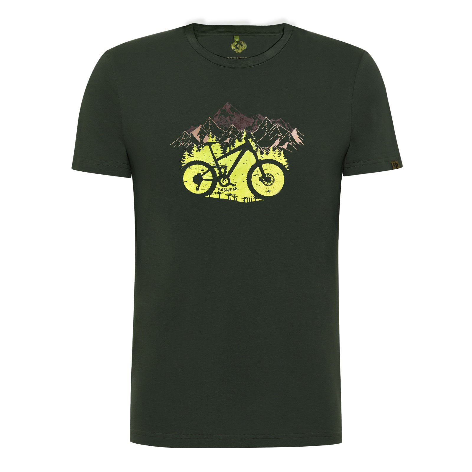 Ragwear T-Shirt Sevy Remake mit coolem Fahrrad-Print 5010 dark olive