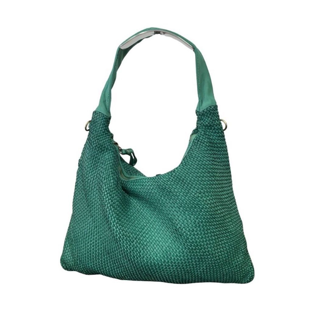 Schultertasche Mattia Italy Designer Damen Handtasche Shopper, Geflochtenes Leder