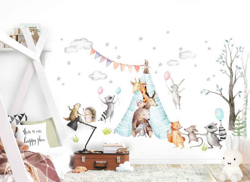 little DECO Wandtattoo »Little Deco Wandtattoo Waldtiere Party & Tipi«