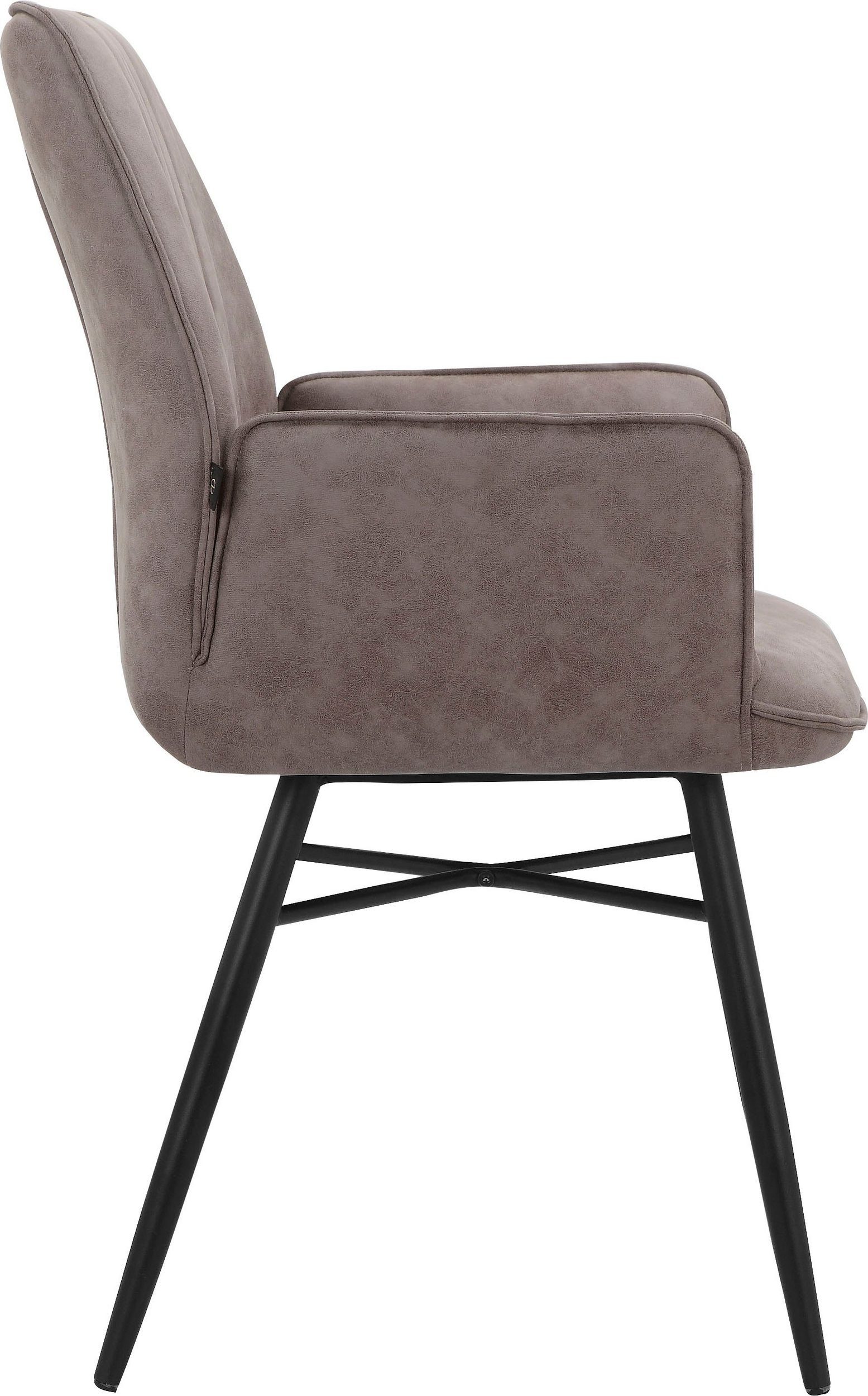 loft24 Esszimmerstuhl Kenzo (Set, 2 St), Armlehnstuhl, Bezug in Samtoptik, Polsterstuhl, Metallgestell