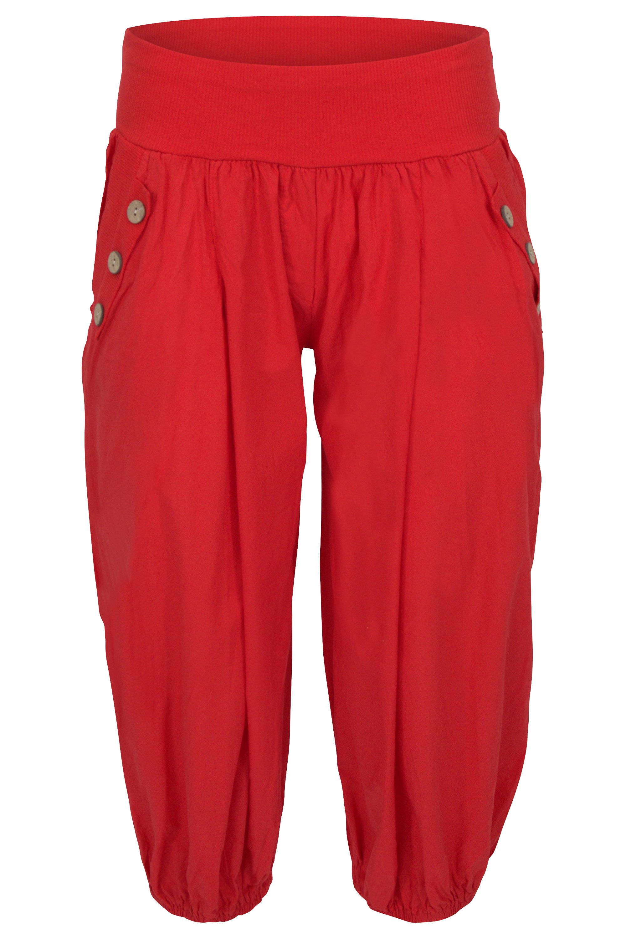 malito more than fashion Haremshose malito Damen Pumphose Capri Holzzierknöpfe 23286H kurze Sommer Pumphose in Unifarben Einheitsgröße