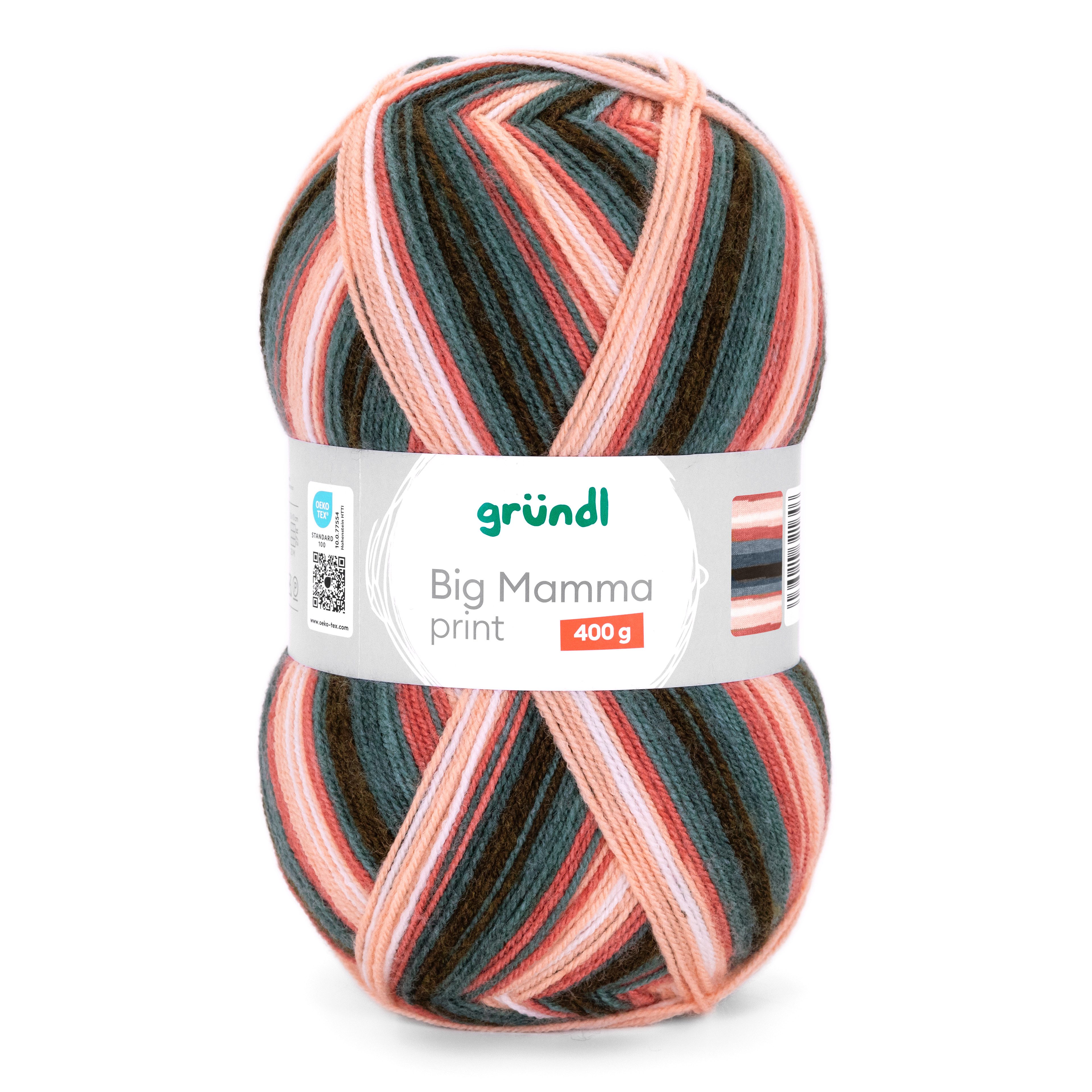 Gründl Wolle 400g Big Mamma Print Großknäuel Strickgarn Häkelwolle, 1040,00 m (Wolle zum Stricken und Häkeln, Strickwolle Handarbeitsgarn, Handstrickgarn), Wolle ohne Schurwolle