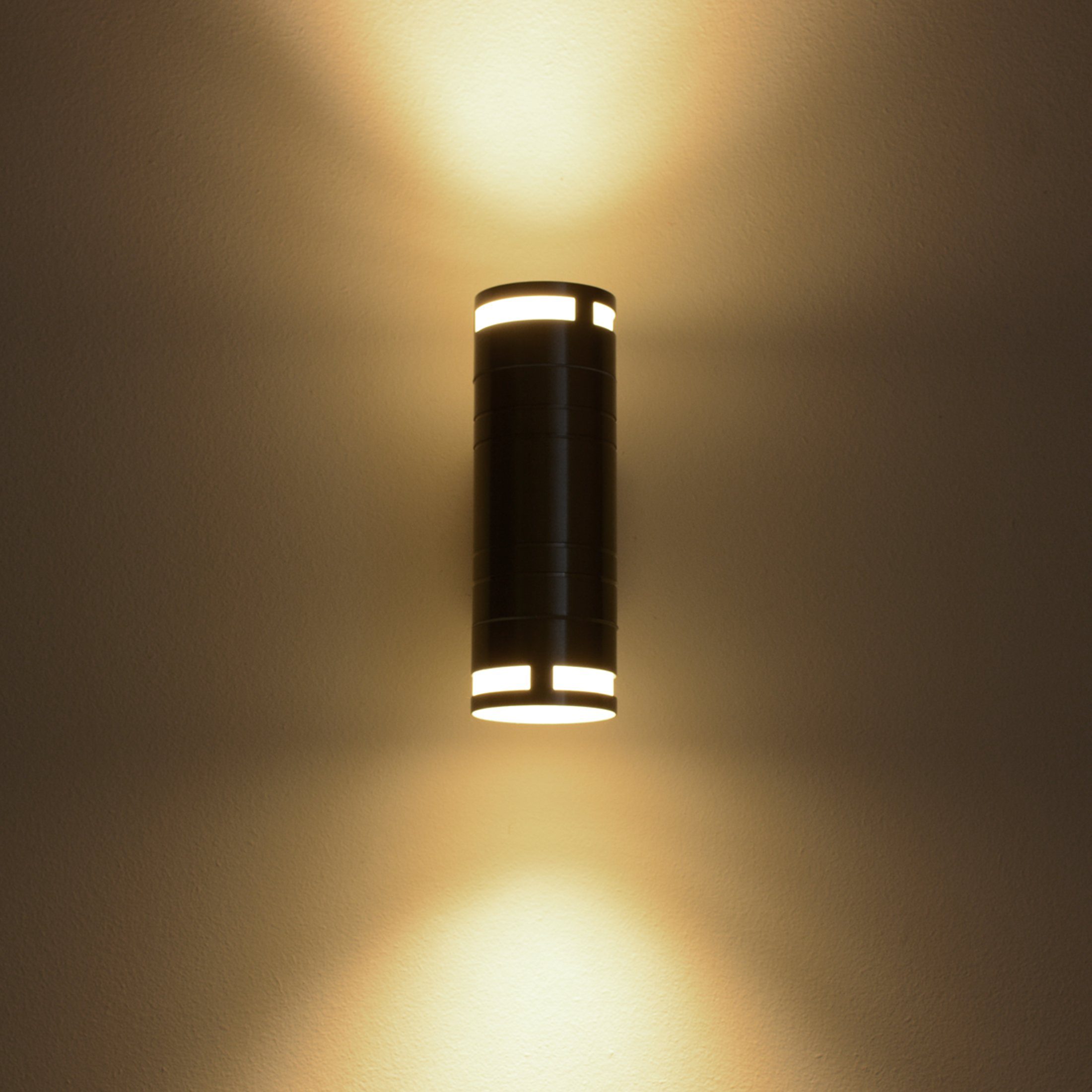 SSC-LUXon LED Außen-Wandleuchte Aussen-Wandleuchte Wandlampe up & down Aufbauleuchte, IP44 Edelstahl, Warmweiß bis Tageslicht