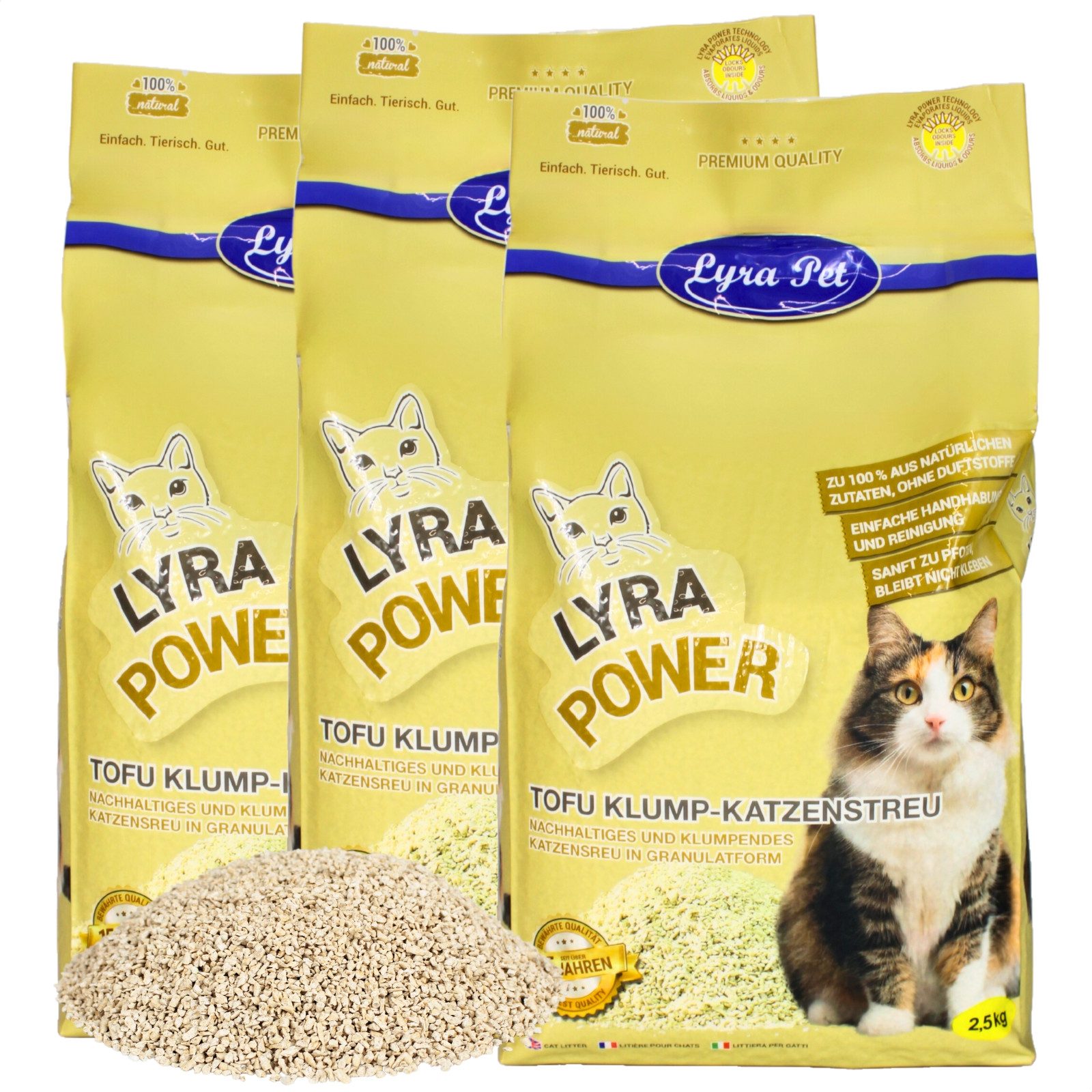 Lyra Pet Katzenstreu 7,5 - 15 kg Lyra Pet® Tofu Katzenstreu klumpend, klumpend, staubfrei, Biologisch abbaubar