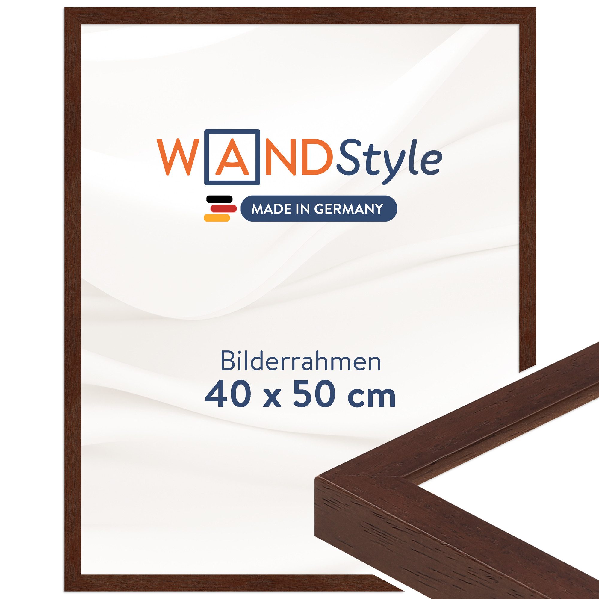 WANDStyle Bilderrahmen H950, Nussbaum Bilderrahmen 40x50 Holz, Moderner Fotorahmen Nussbaum 40x50