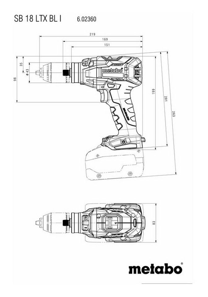 metabo Akku-Schlagbohrschrauber SB 18 MetaBox in LTX Li-Ion V, 4 I, Ah 2 BL x 18