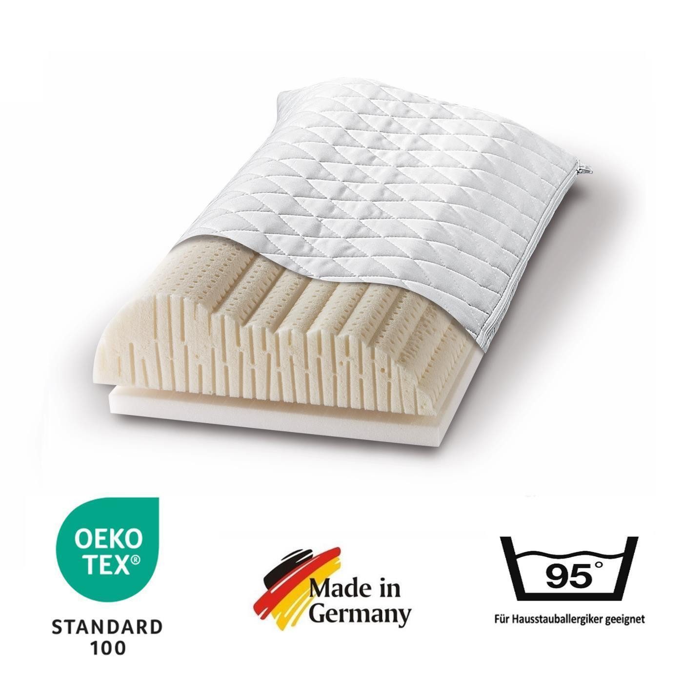 Sympathica Nackenstützkissen Sympathica Nackenstützkissen Stift- Latex Nackenkissen orthopädisch, Füllung: Latex, Bezug: 100% Baumwolle, Rückenschläfer, Seitenschläfer, Durch Höhenanpassung individuell anpassbar