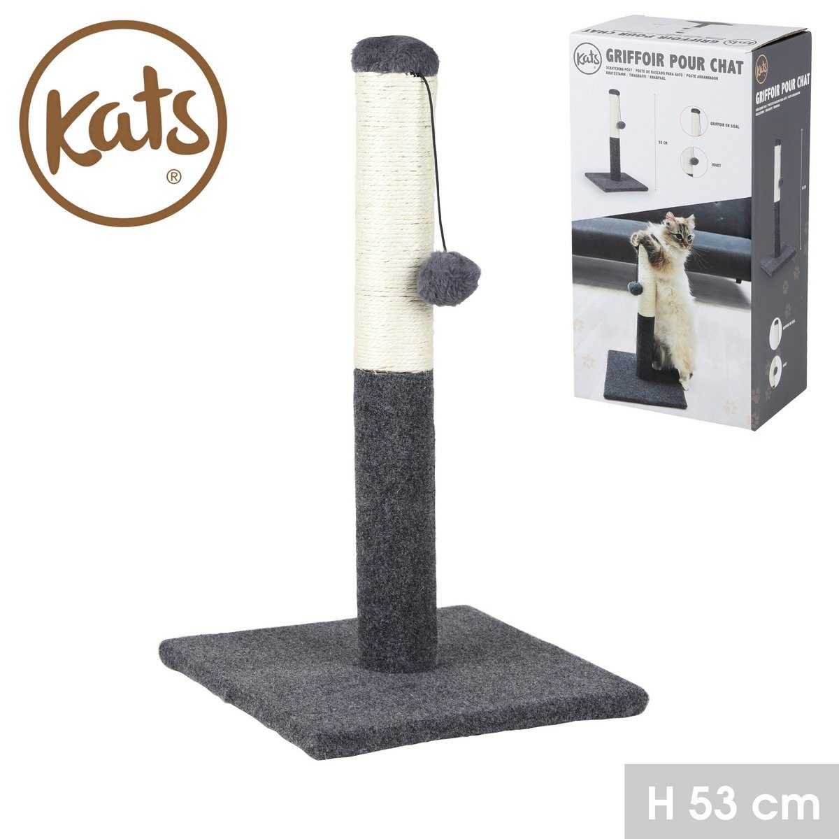 Kats Kratzbaum Kratzbaum Katzen Kratz-Baum Katzenbaum, Pfosten mit Spielbommel, zum Teil aus Sisal