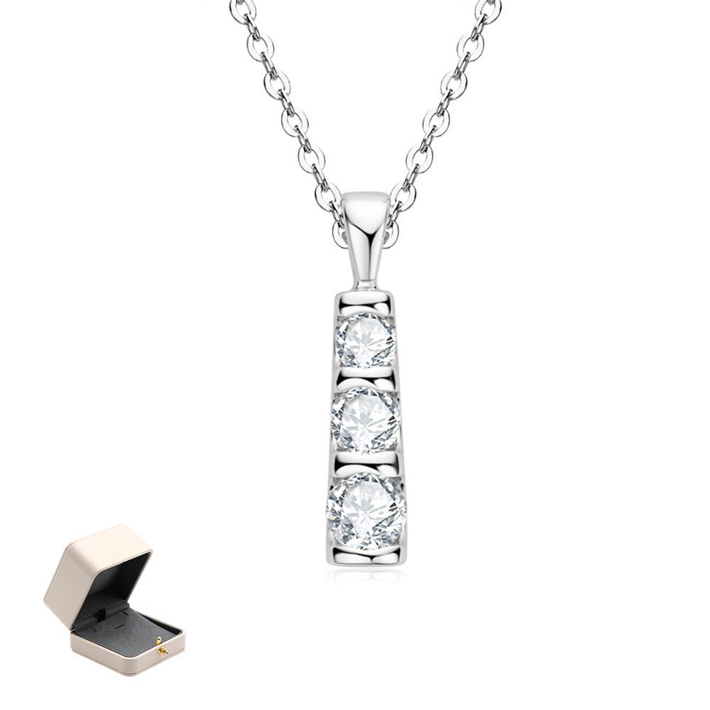 Invanter Charm-Kette Moissanit-Halskette für Damen S925 Silber, Schlüsselbeinkette