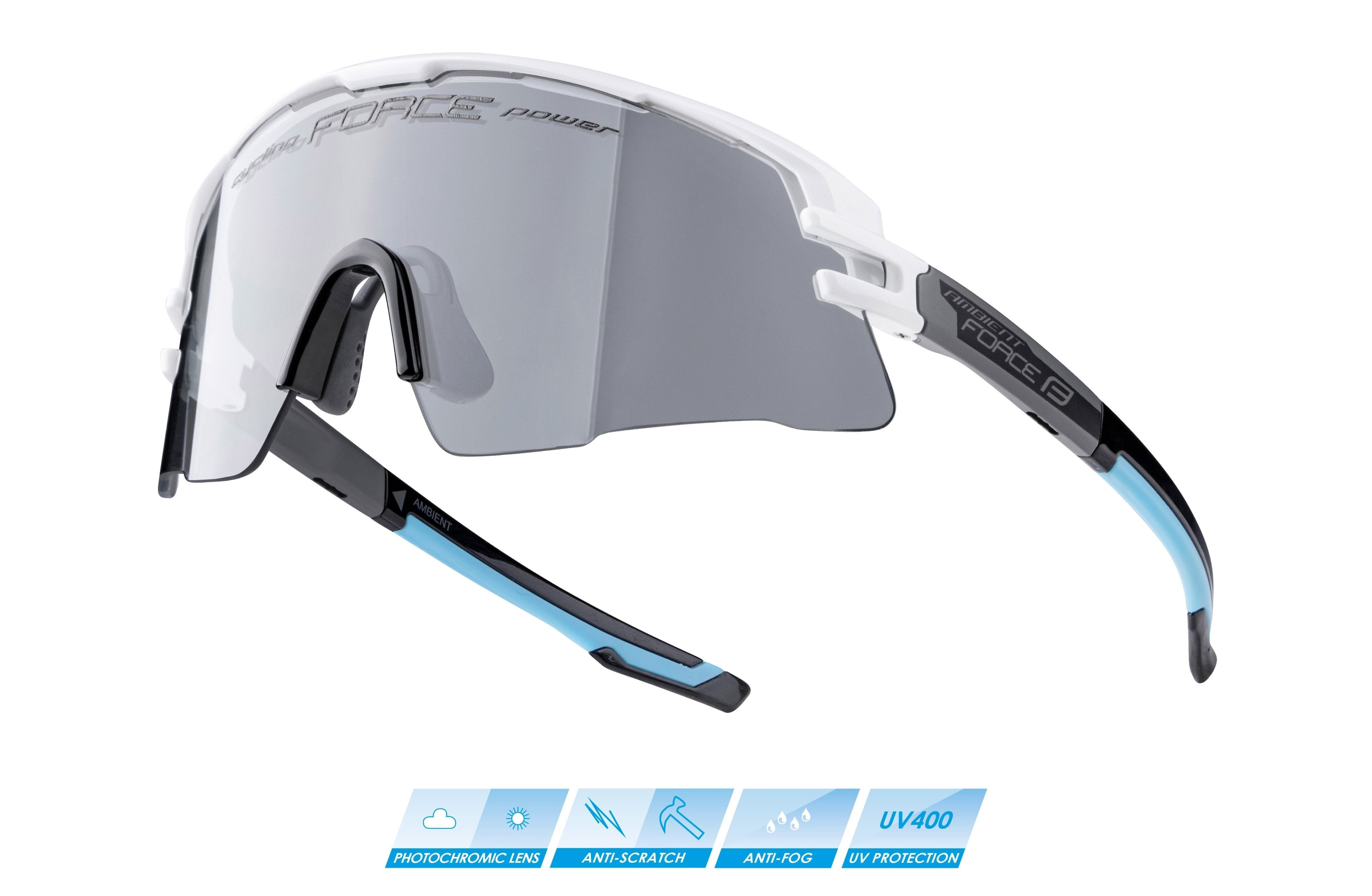 FORCE Fahrradbrille Sonnenbrille FORCE AMBIENT weiss photochrom