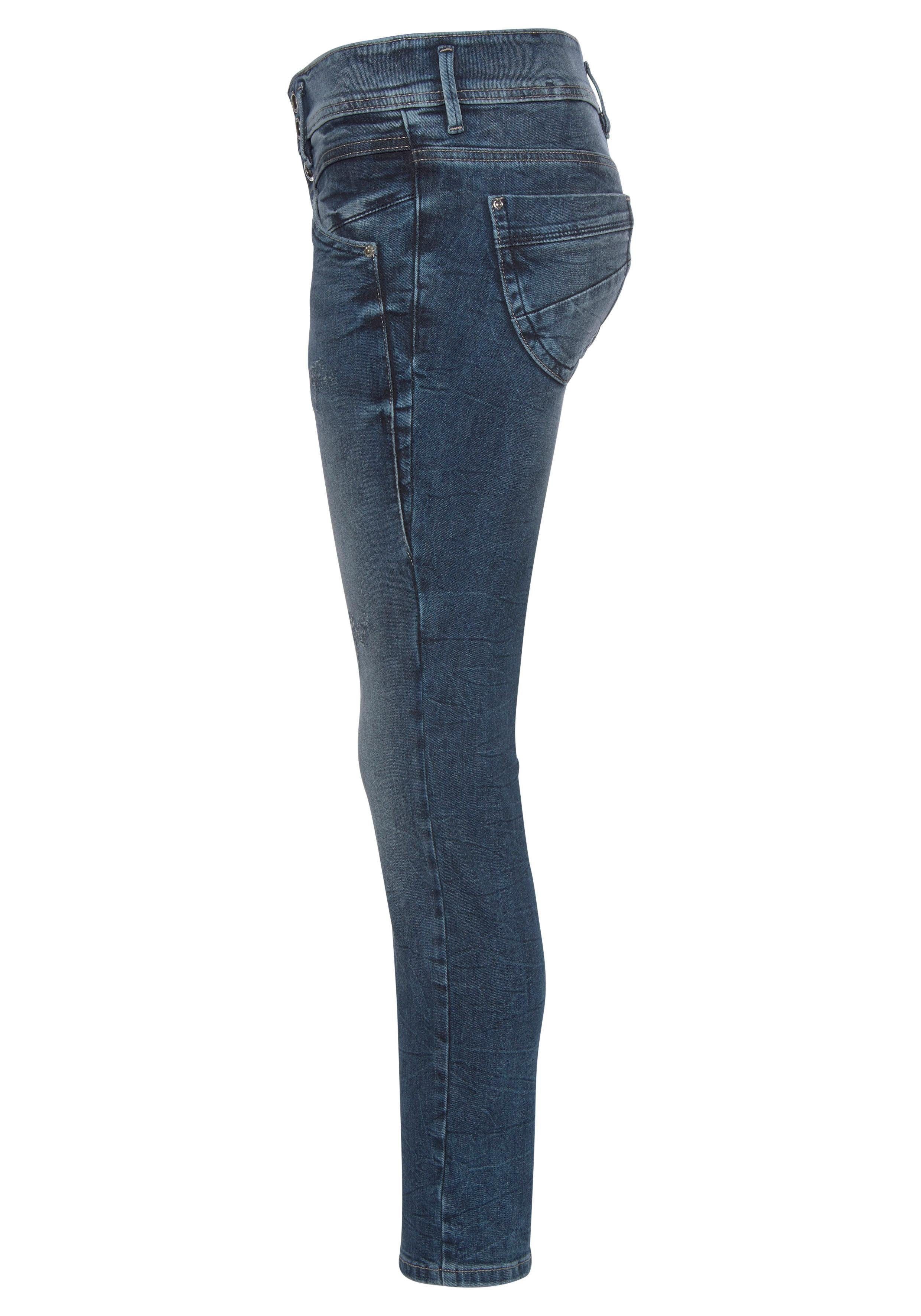 und TOM Knopfleiste Passe TAILOR Alexa Slim-fit-Jeans dekorativ gesteppter mit Slim