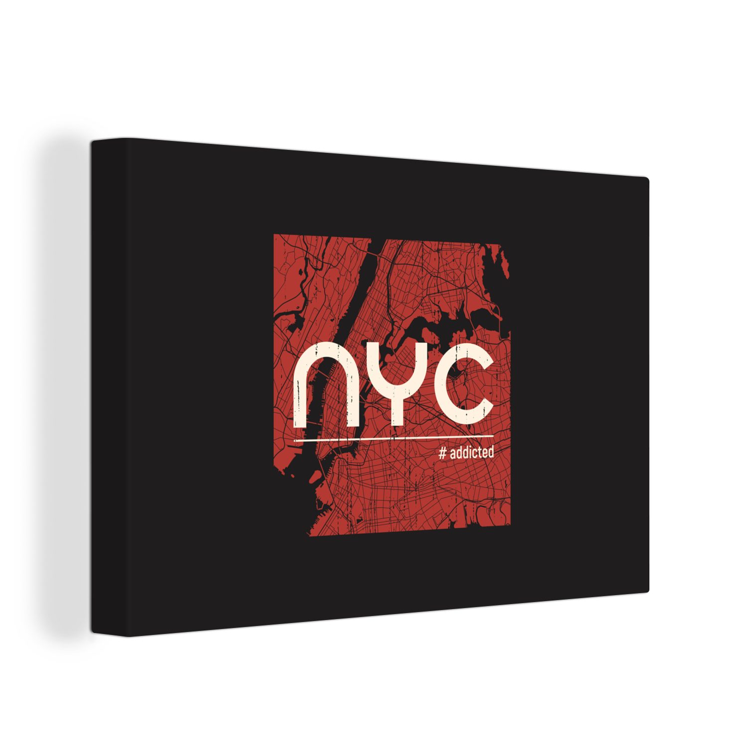OneMillionCanvasses® Leinwandbild New York - Rot - Weiß, (1 St), Wandbild Leinwandbilder, Aufhängefertig, Wanddeko, 30x20 cm