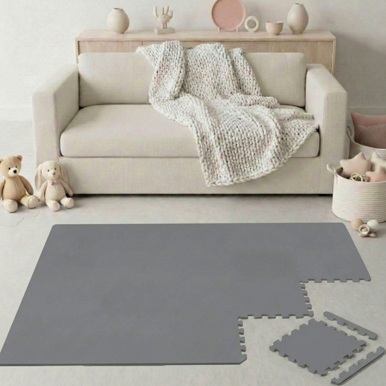 LittleTom Puzzlematte für Kinder - 18 Teile Spielmatte 30x30 cm - TÜV Geprüfte Krabbelmatte, (18-tlg), Spielunterlage für Drinnen und Draußen - Kinderzimmer Puzzleteppich