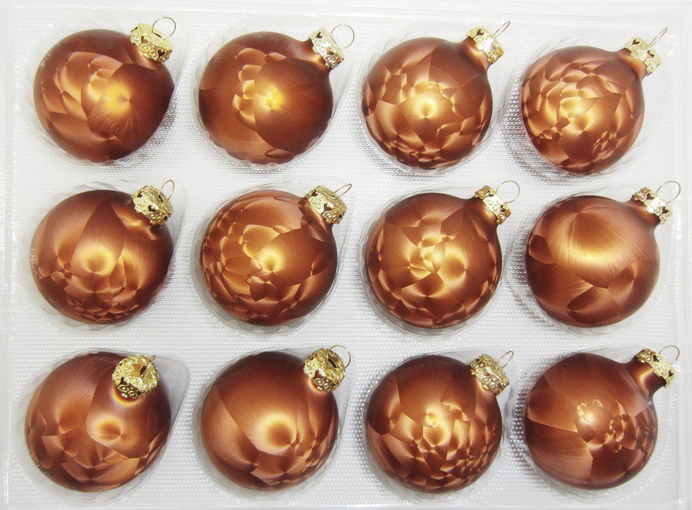Thüringer Glasdesign Christbaumschmuck JACK 12x Glas Eislack Christbaumkugeln 6cm Thüringer Weihnachtskugeln, echt Glas, teilweise Handarbeit, inkl. praktischer Aufbewahrungsbox