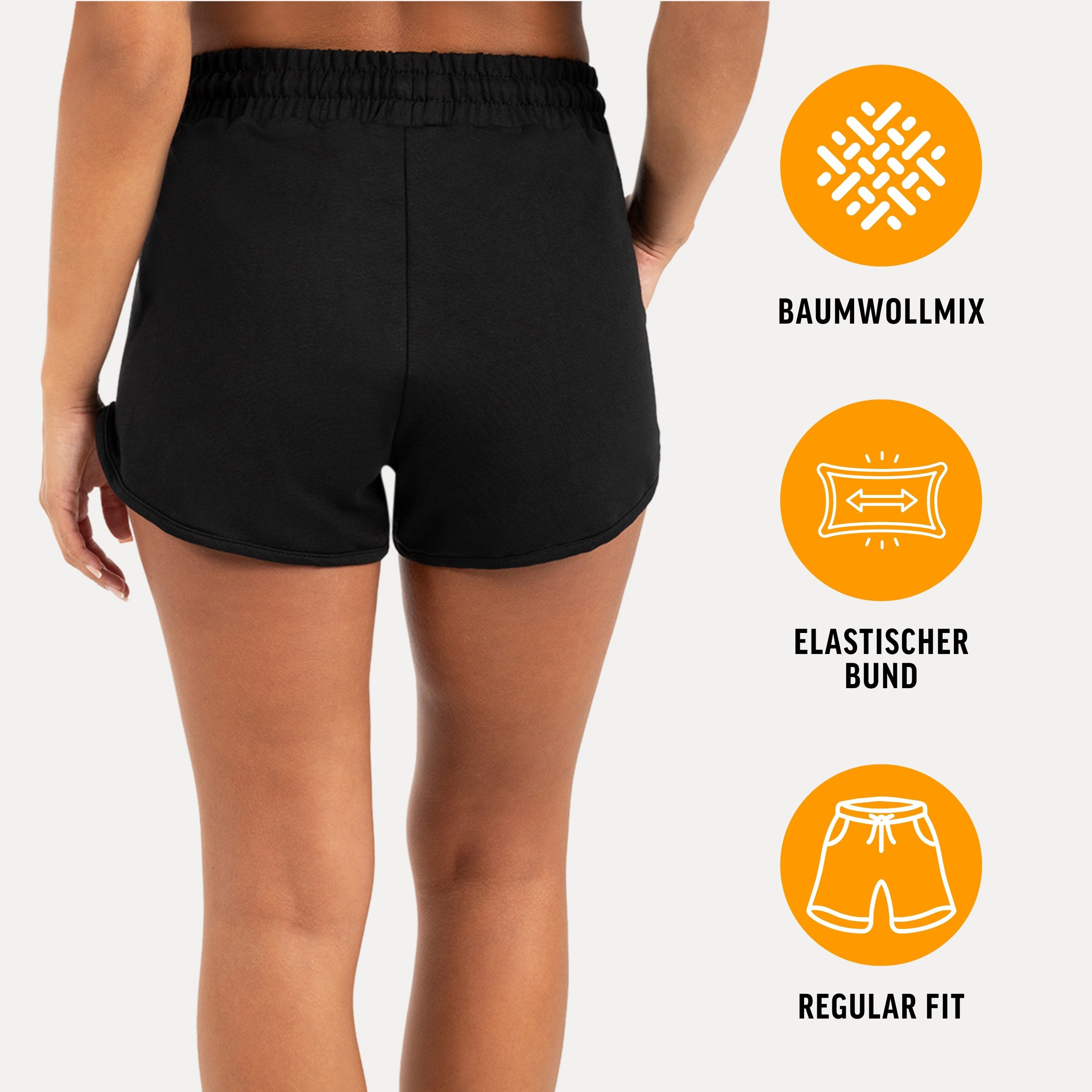 Smilodox Shorts Maruna Damen, kurze Hose, Regular Fit, Baumwolle, für Gym & Sommer Elastischer Tunnelzug, Basic, Baumwollmix, Seitentaschen