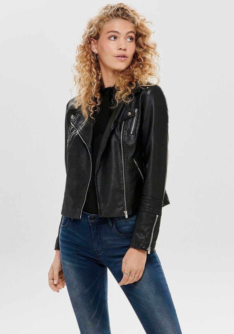 im ONLGEMMA Lederimitatjacke Biker Style Black ONLY