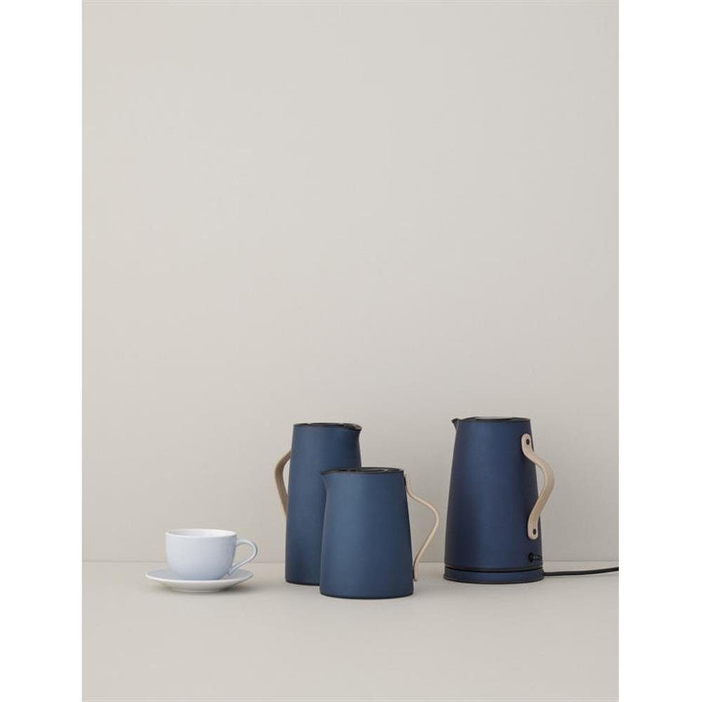 Stelton Dunkelblau, l, Emma, Isolierkanne mit Teekanne Buchenholzgriff 1