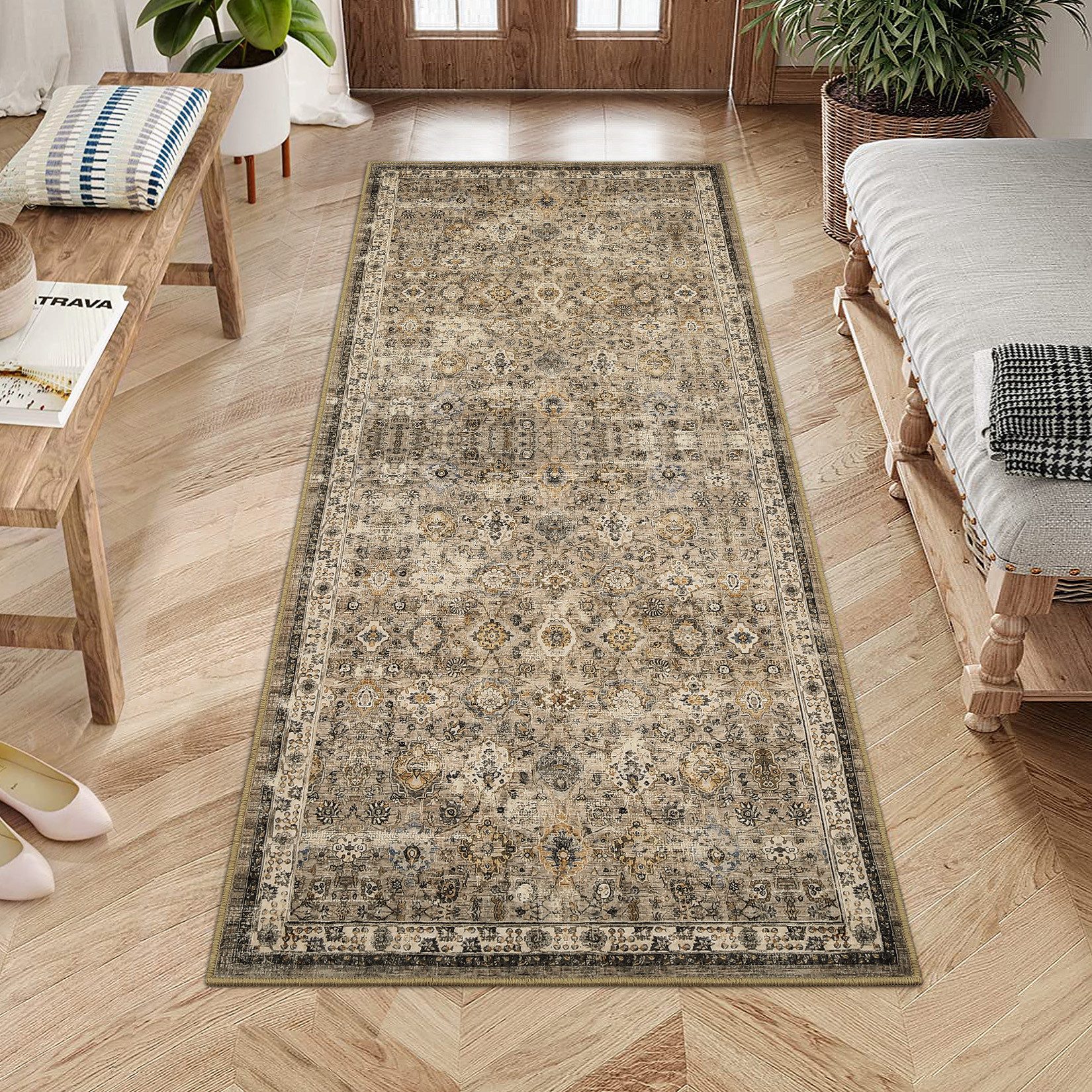 GarveeMore Teppich Wohnzimmer Vintage Waschbarer Teppiche günstig online kaufen