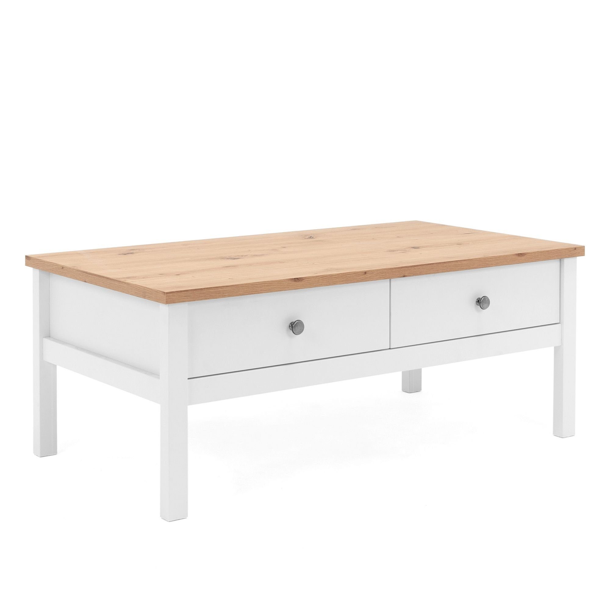 Newroom Couchtisch Eireen, Wohnzimmertisch Weiß Wildeiche Vintage Landhaus günstig online kaufen