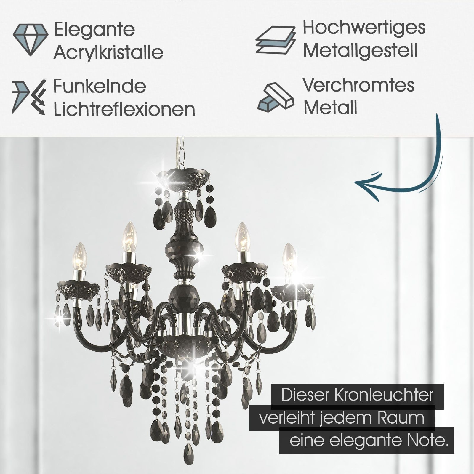 bmf-versand Kronleuchter Kronleuchter Kristall Wohnzimmer Hängelampe günstig online kaufen