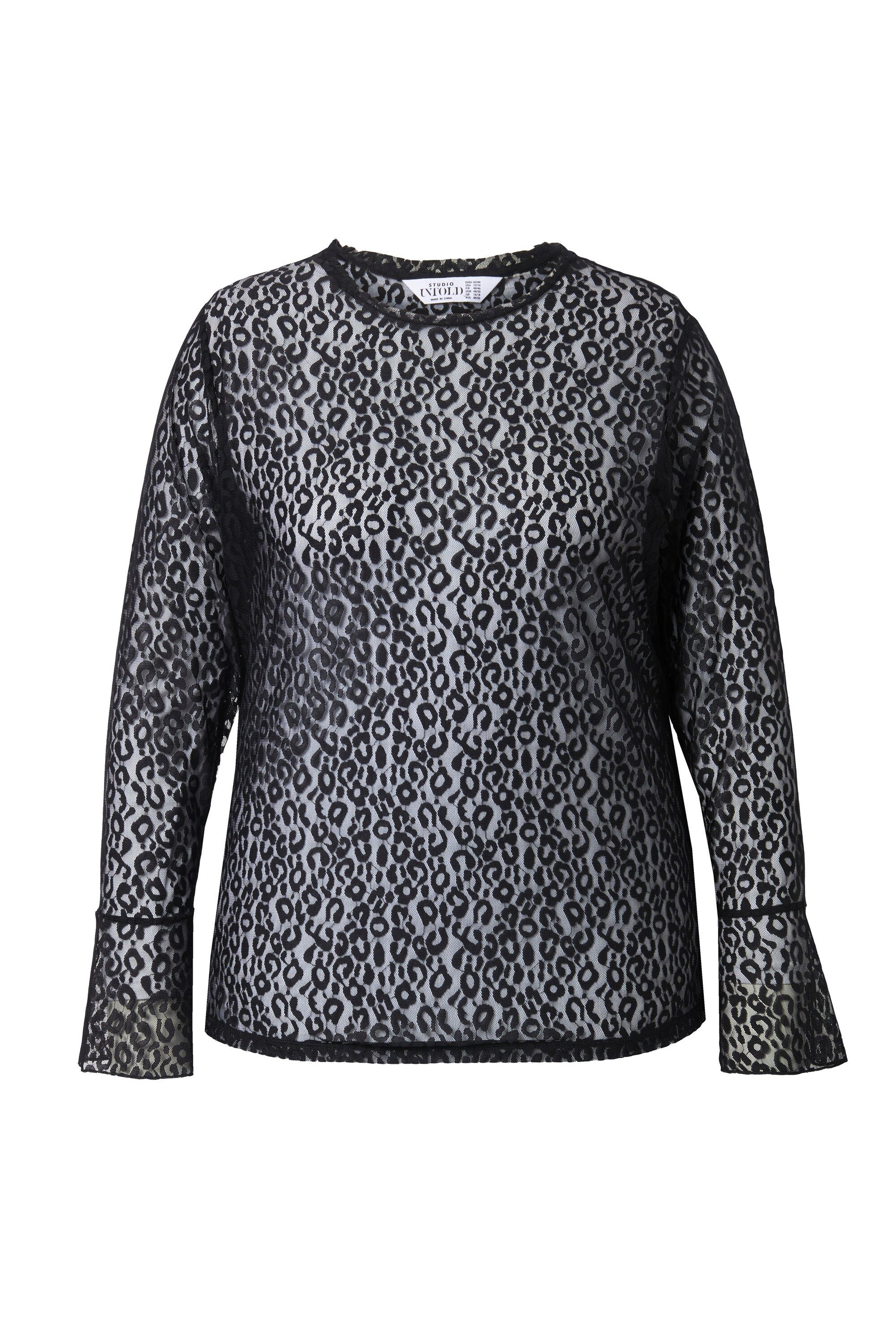 Studio Untold Longsleeve Spitzen-Shirt Slim Shape Leo-Spitze günstig online kaufen