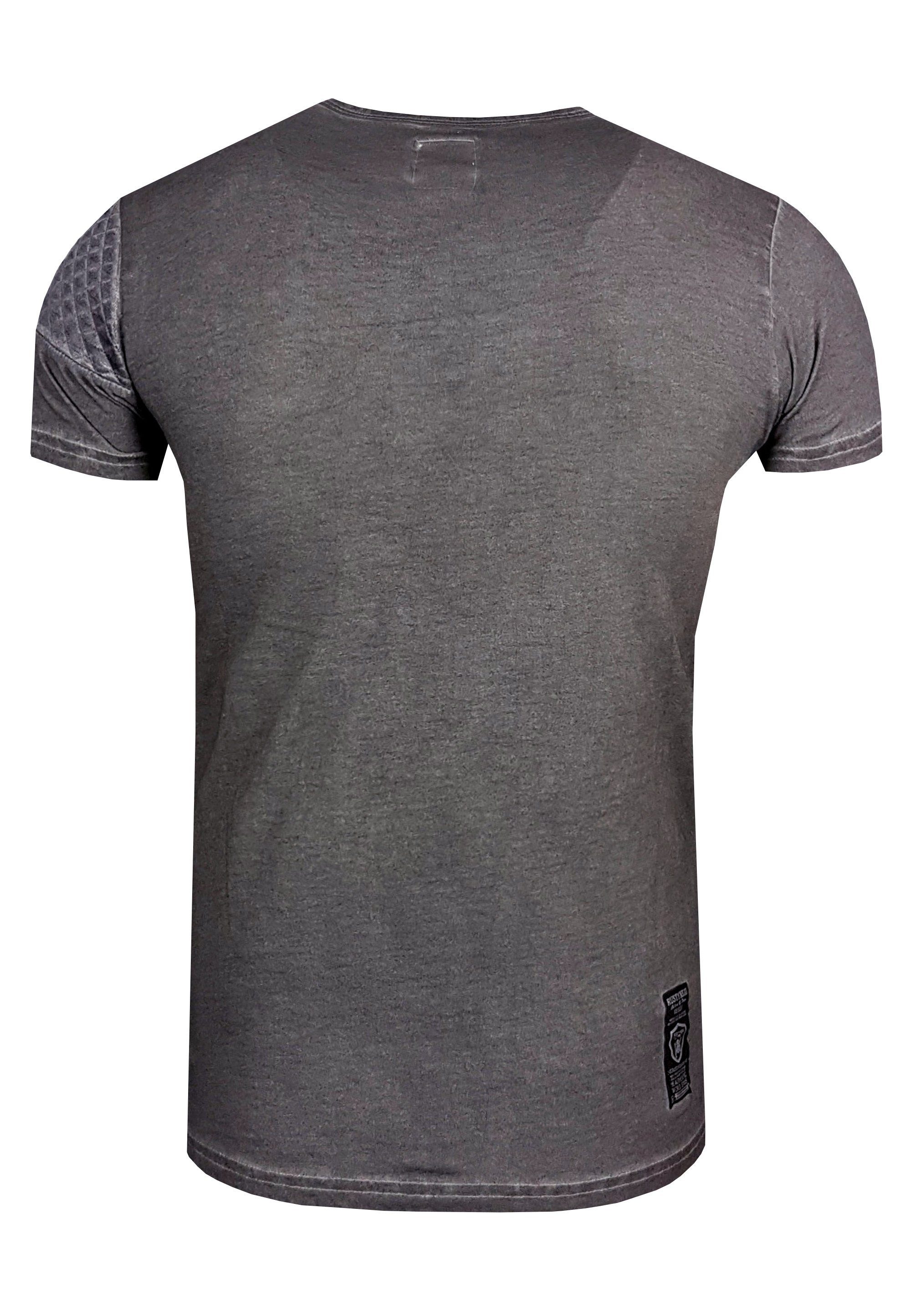 Rusty Neal T-Shirt mit schicker Knopfleiste