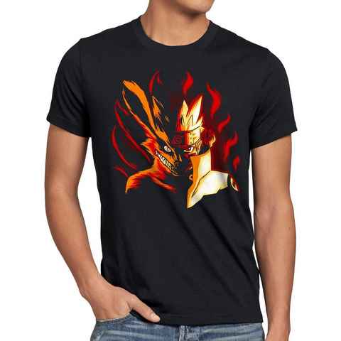 style3 Print-Shirt Herren T-Shirt Fire Wolf Uzumaki Ninja Anime