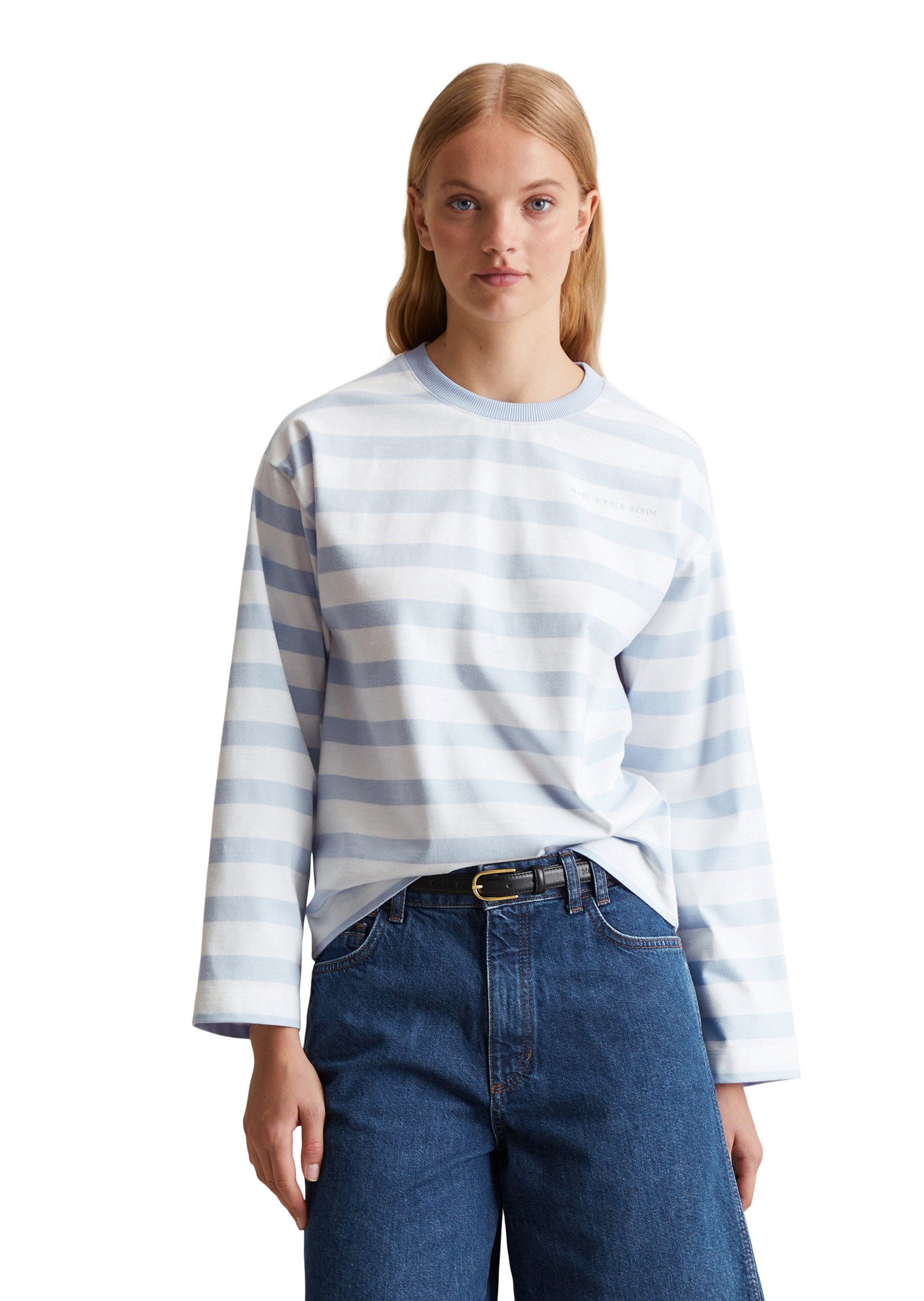 Marc O'Polo DENIM Langarmshirt aus garngefärbtem Heavy Jersey günstig online kaufen