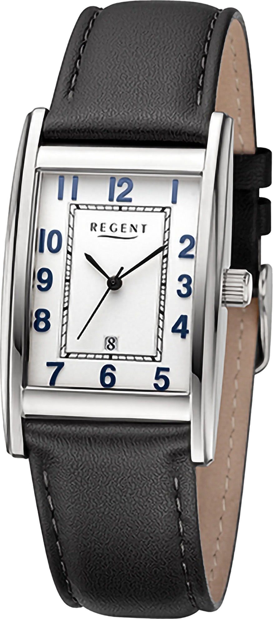 Regent Quarzuhr Regent extra (ca. Analog, 29mm), Herren rund, groß Herren Armbanduhr Lederarmband Armbanduhr