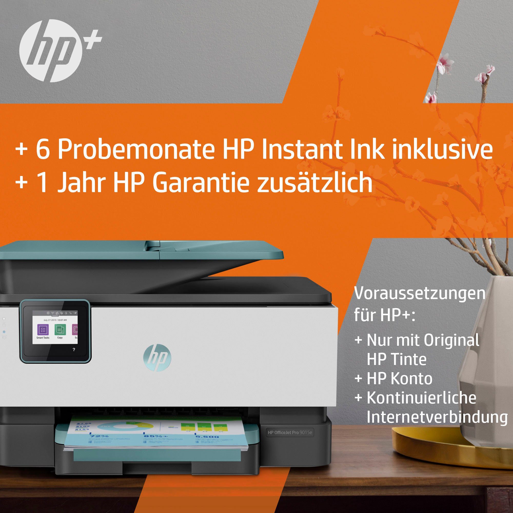 Pro Instant Multifunktionsdrucker, All-in-One (LAN HP (Ethernet), kompatibel) (Wi-Fi), Ink OfficeJet 9015e WLAN HP+