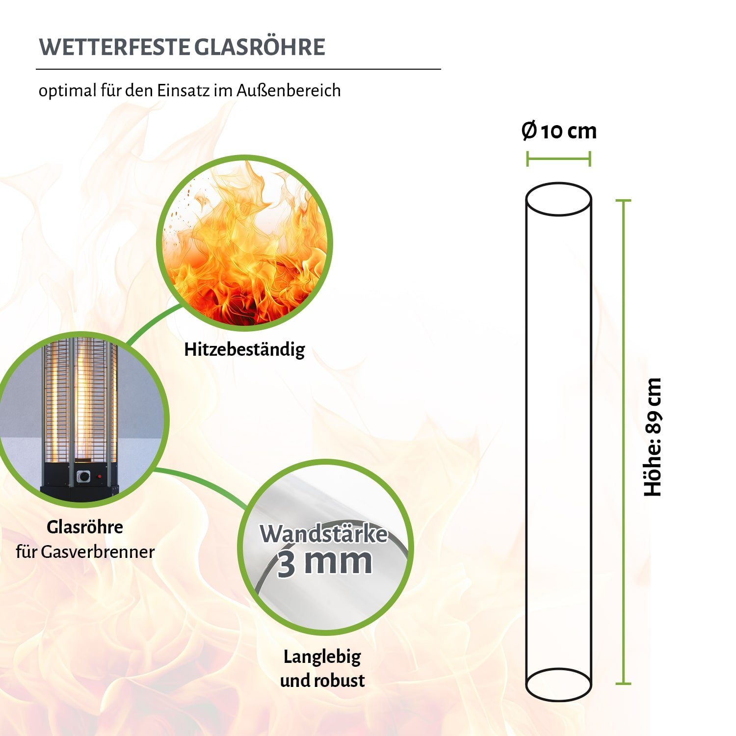empasa Terrassenstrahler "HEXA FLAME 2.0", Glasröhre - Ersatzteil