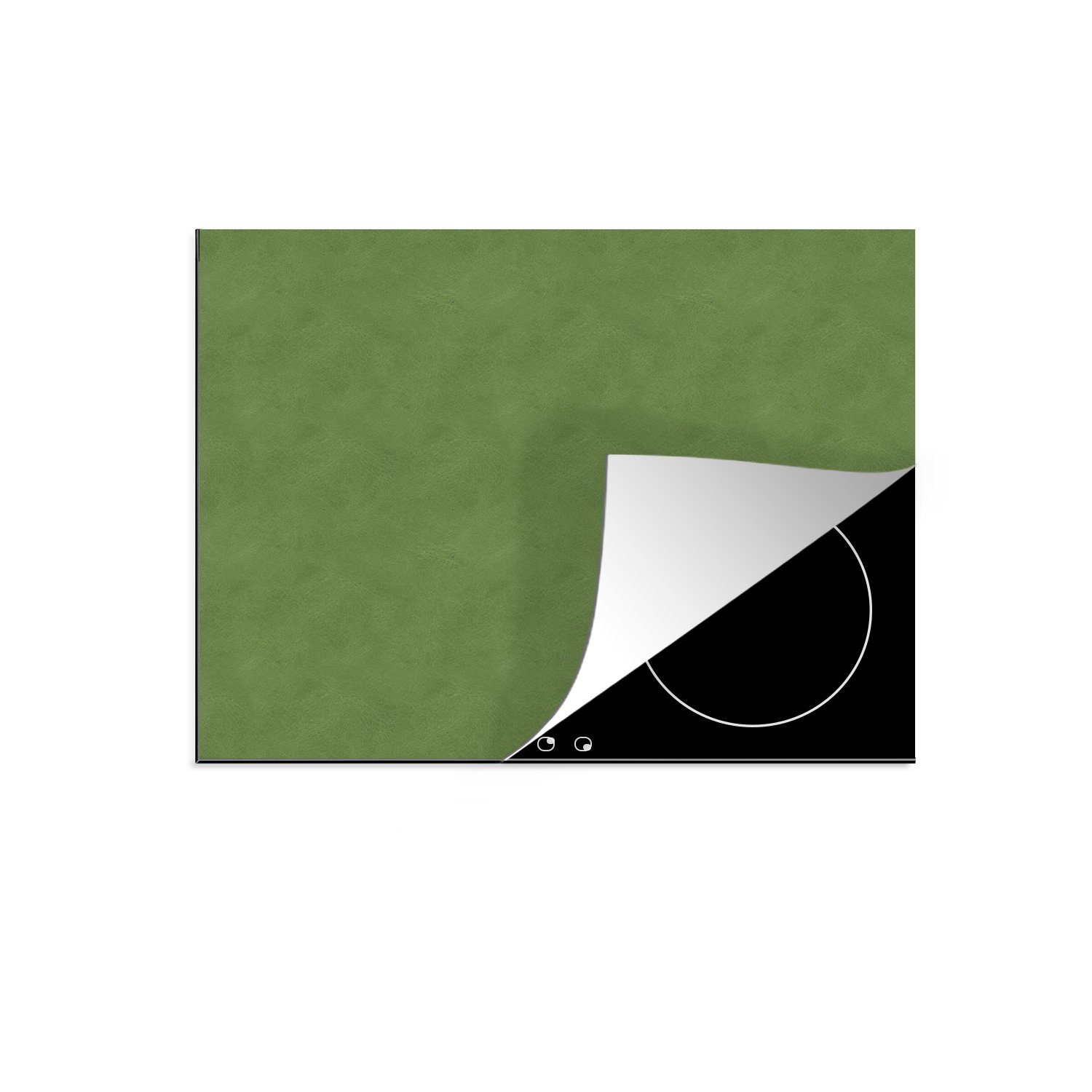 MuchoWow Herdblende-/Abdeckplatte Induktionsschutz - Leder - Grün - Tiere, Vinyl, (1 tlg), 70x52 cm, Mobile Arbeitsfläche nutzbar, Ceranfeldabdeckung