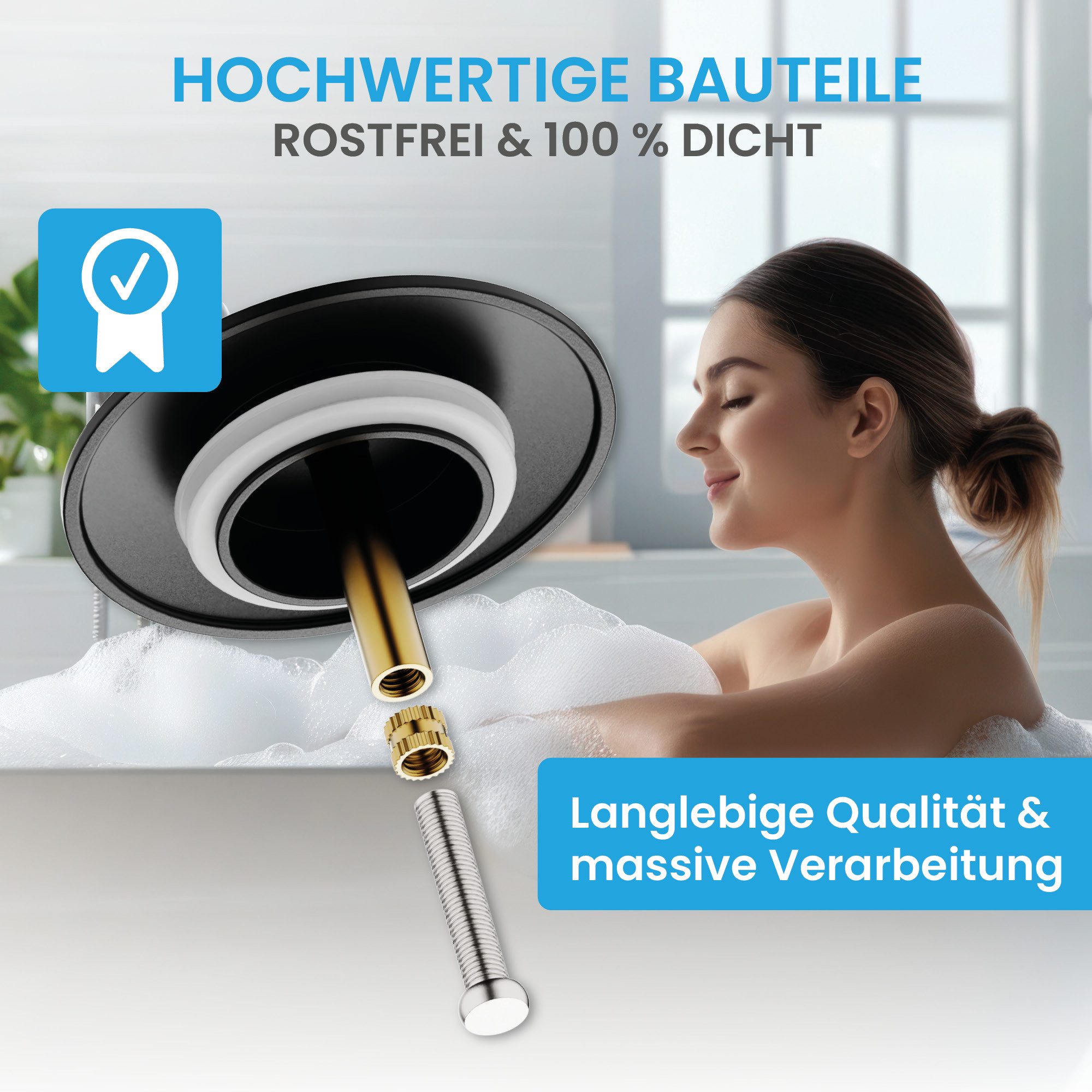 Bächlein Badewannenstöpsel Hochwertiger Badewannenstopfen mit Excenterversc günstig online kaufen