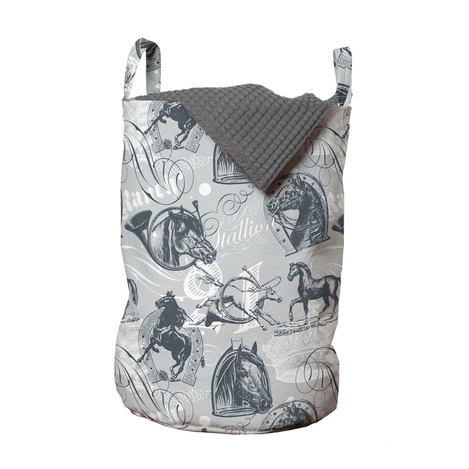 Wäschesäckchen Wäschekorb Sketch Pferde Waschsalons, Griffen Stil mit Hengst Kordelzugverschluss für Abakuhaus