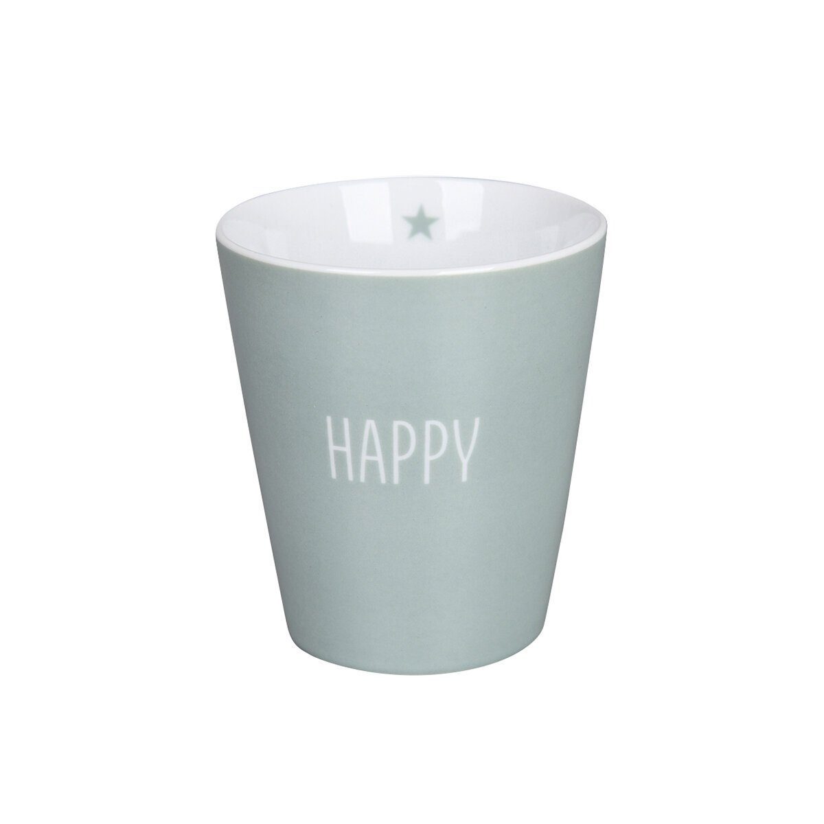 Mug Happy, Happy Porzellan grün Krasilnikoff Becher