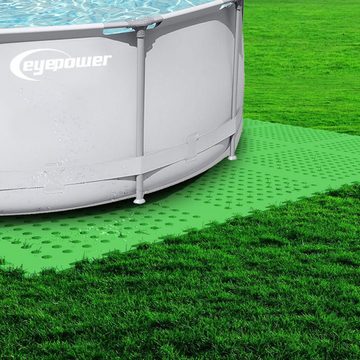 eyepower Bodenmatte 1m² Poolunterlage 4 Große Poolmatten 50x50 cm, Outdoor Pool Bodenschutzmatte