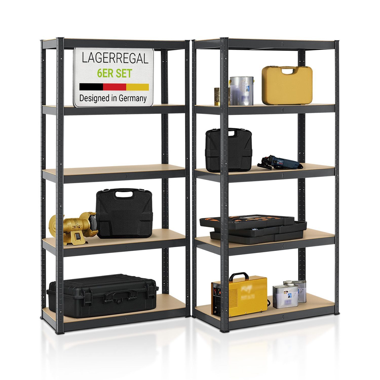 Juskys Schwerlastregal Basic, 6-tlg., Regalsystem mit 30 Einlegeböden, je 1 günstig online kaufen