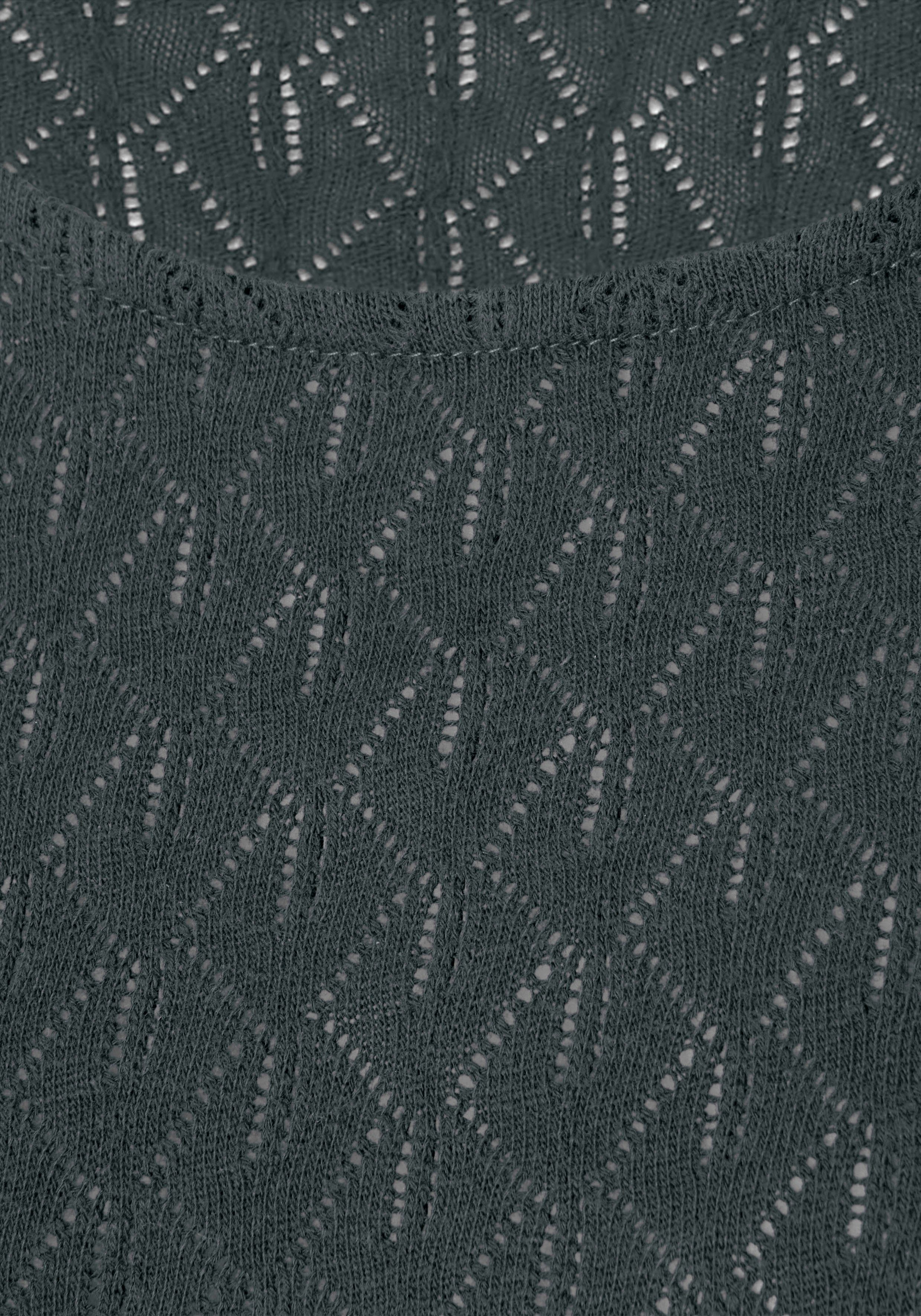 Vivance by Lascana Langarmshirt mit modischem Ajour-Muster Sommershirt aus leichtem Baumwollstrick
