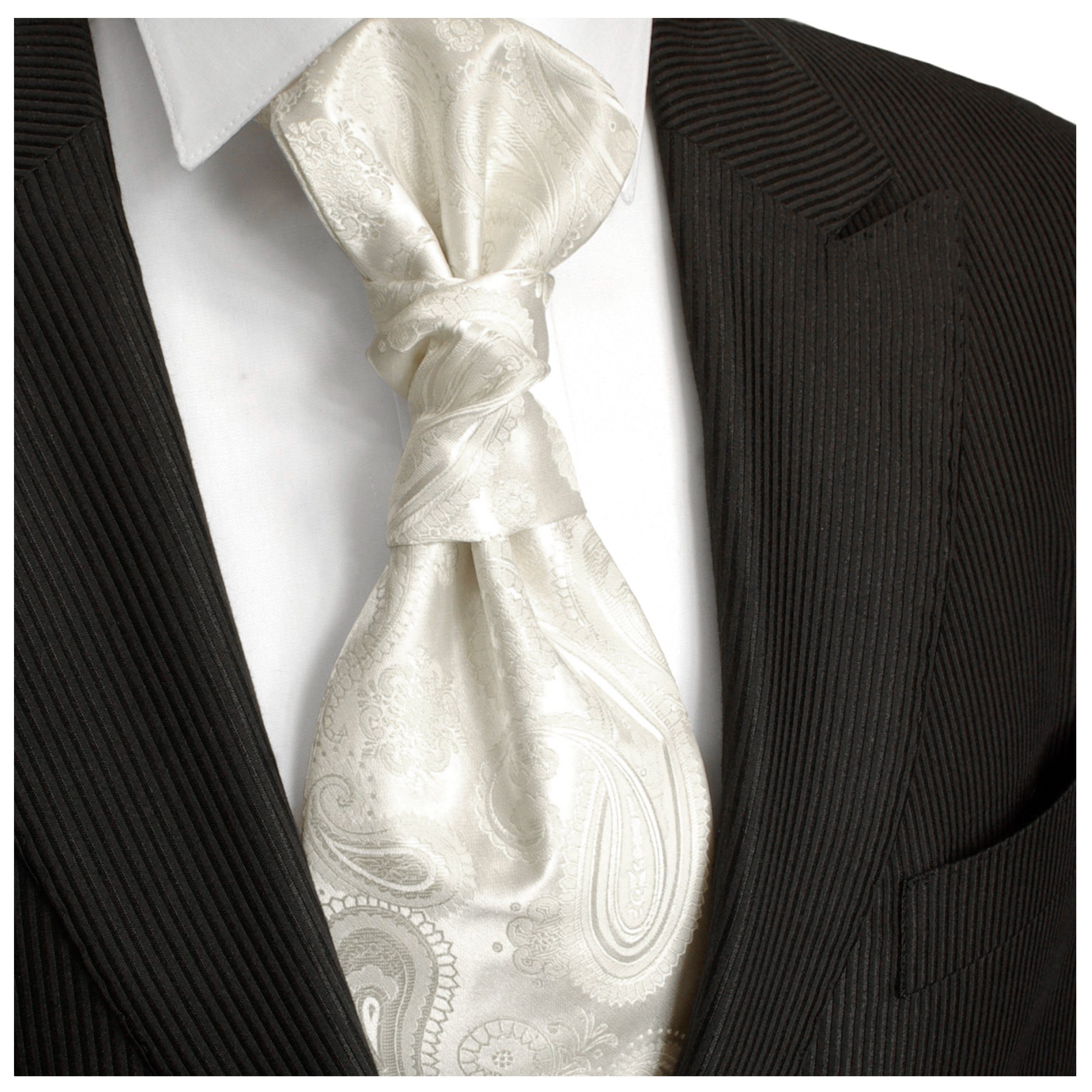 - Hochzeitskrawatte Herren Elegantes Krawatte Malone Plastron vorgebunden ivory Paul v44 paisley